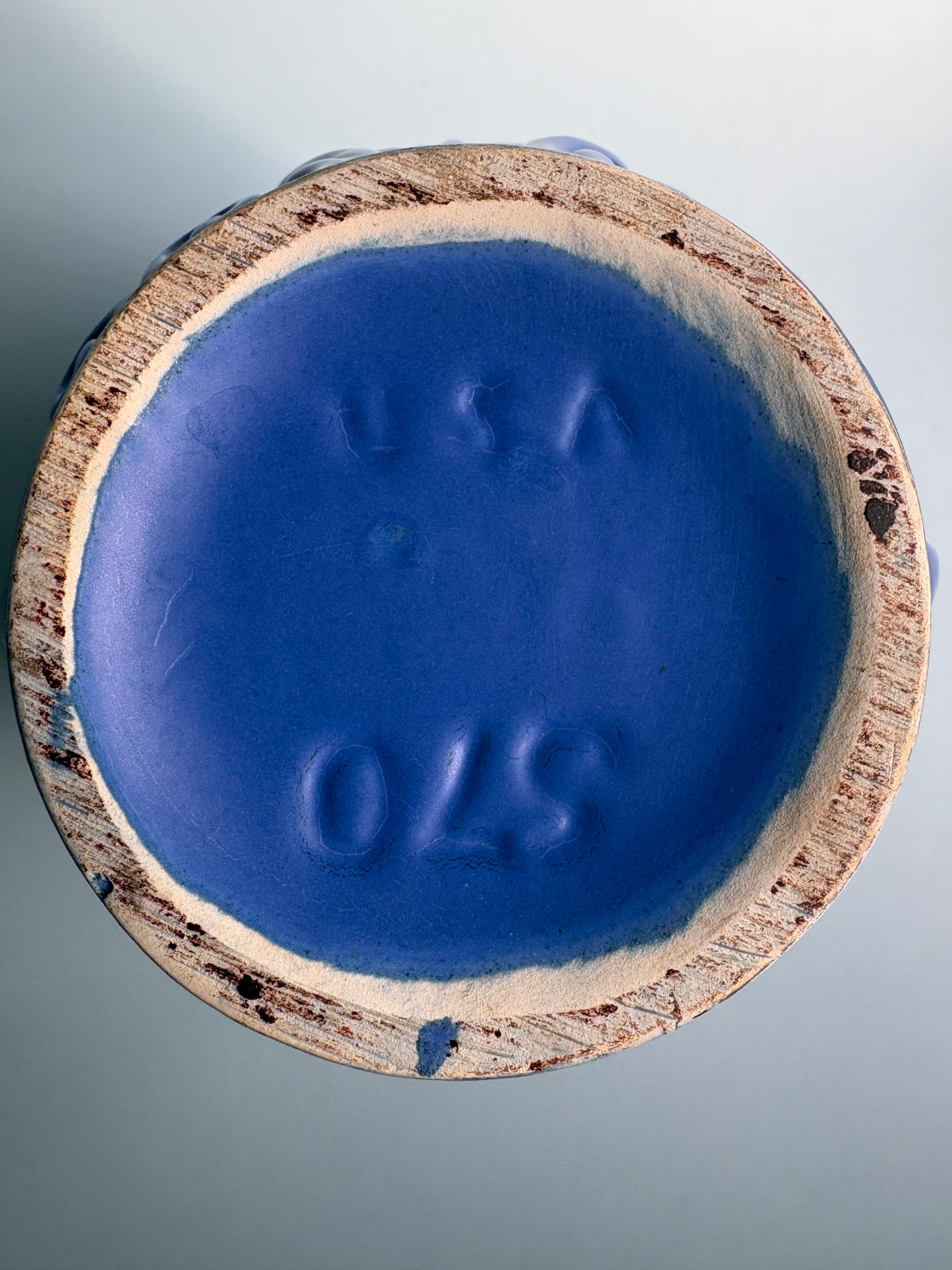 Vintage Blue Ceramic Urn Vase