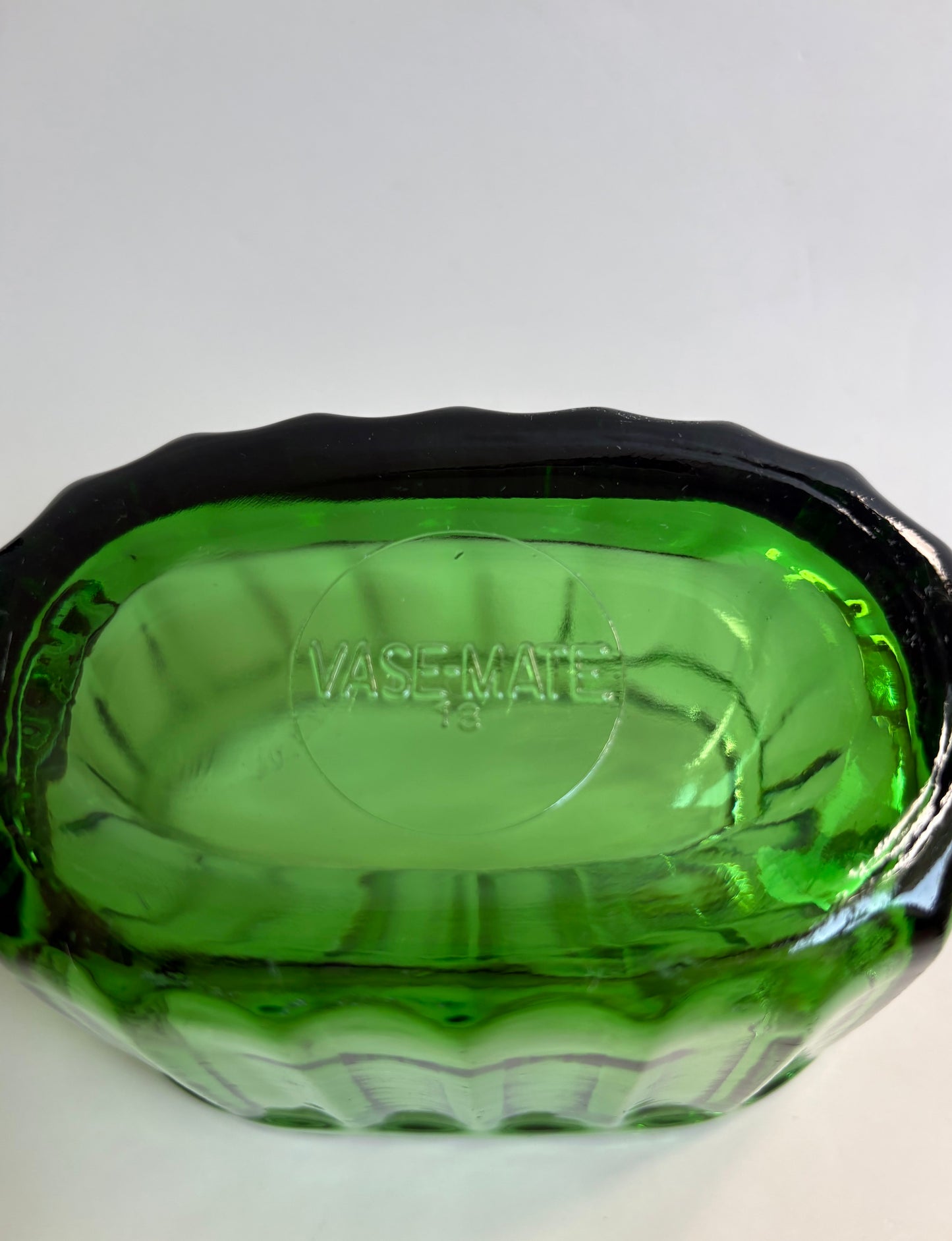 Vintage Green Glass Window Sill Vase