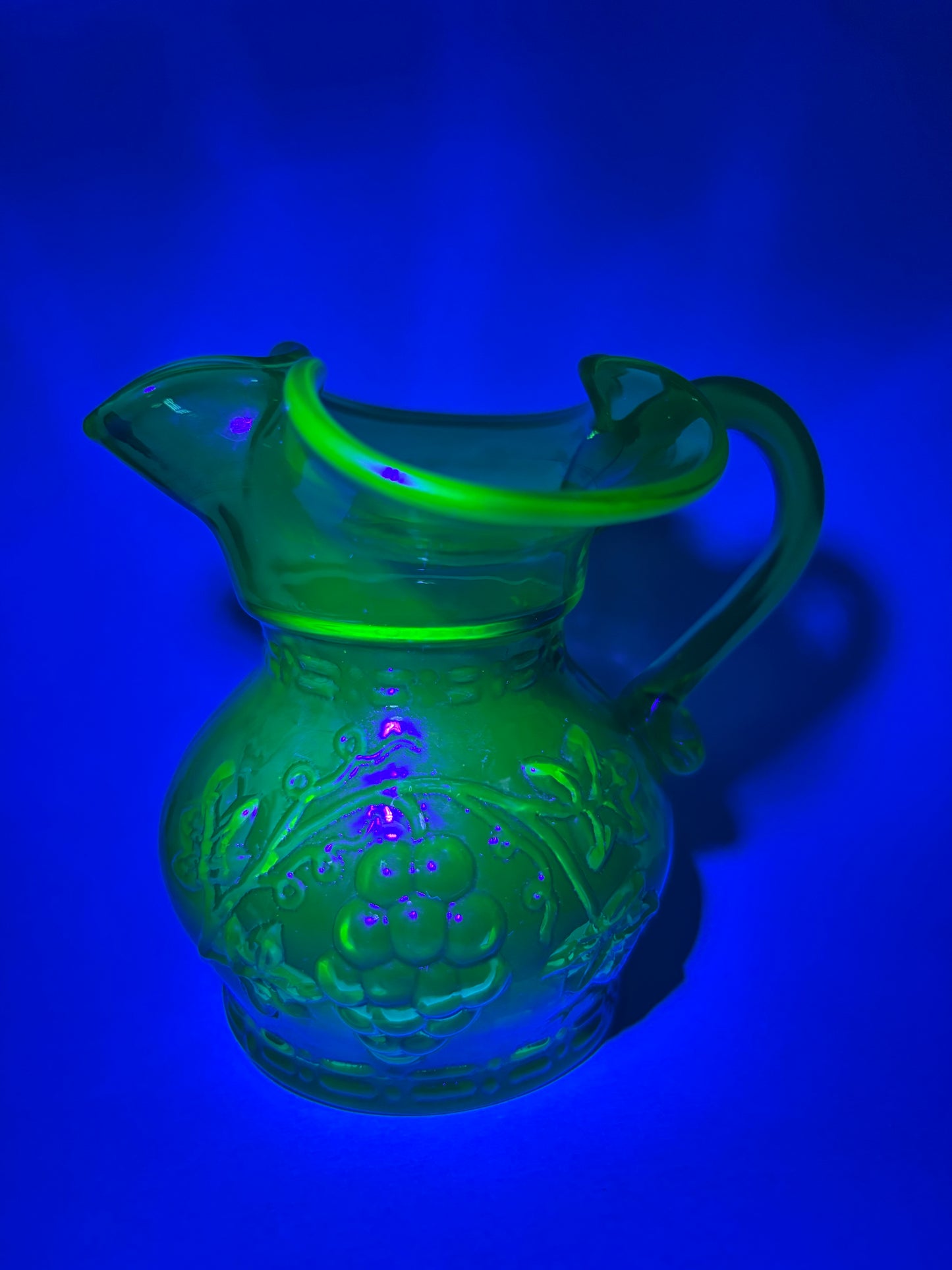 Vintage Green Glass Mini Pitcher