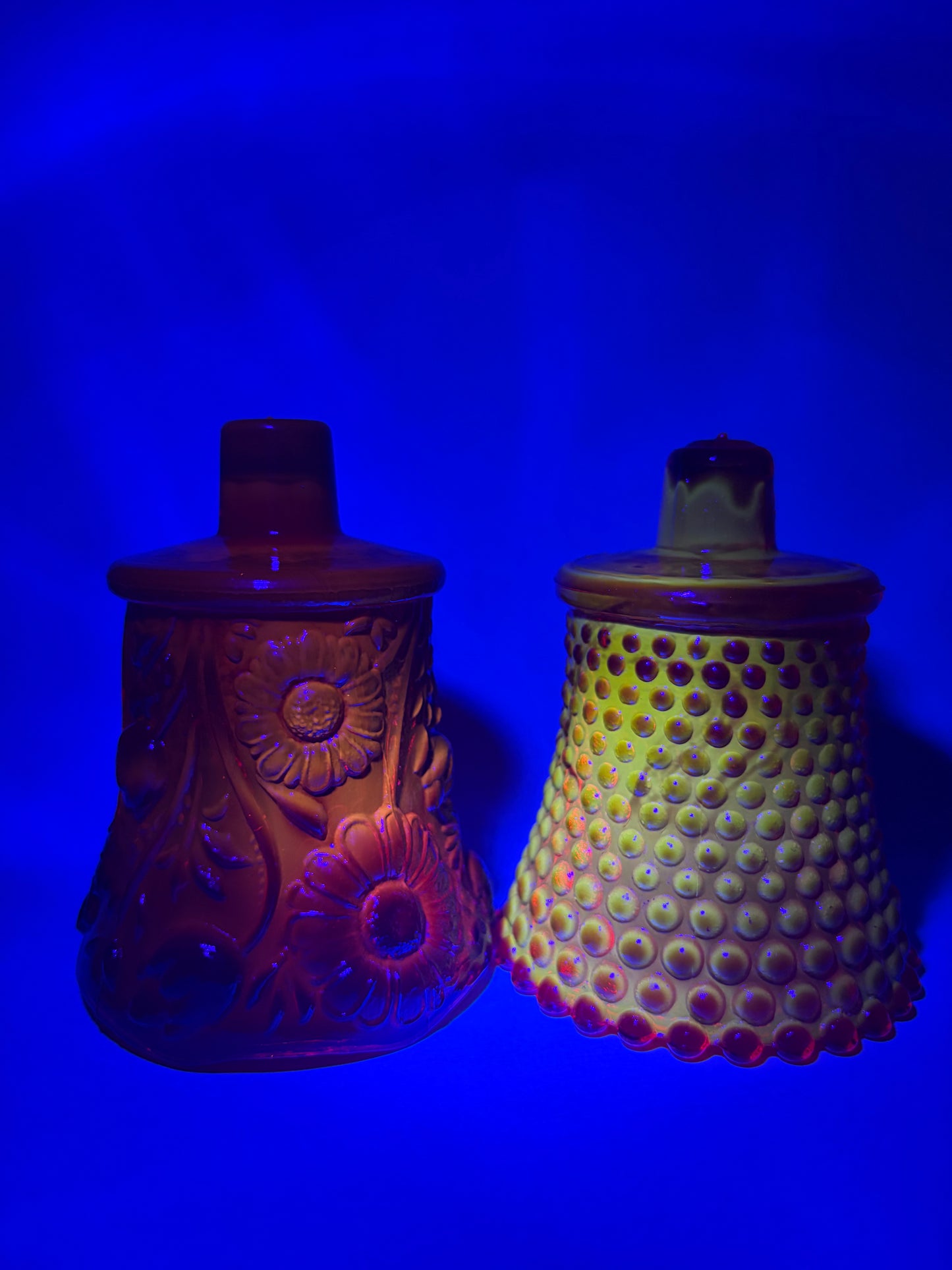 Pair of Vintage Red Hobnail Glass Peg Votive Candlholders