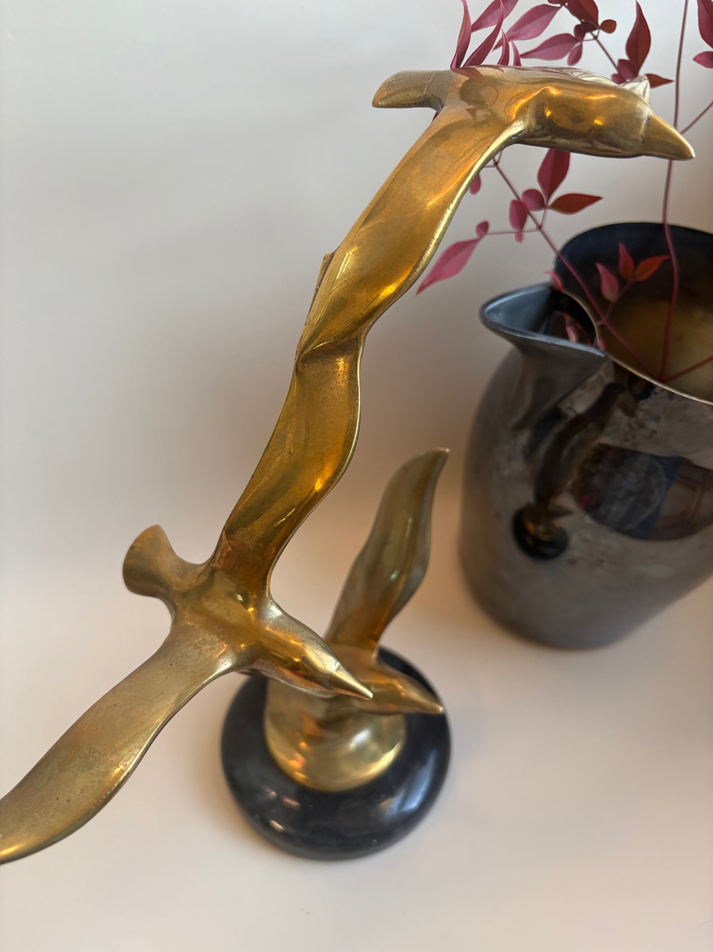 Vintage Brass Birds In Flight Sculpture