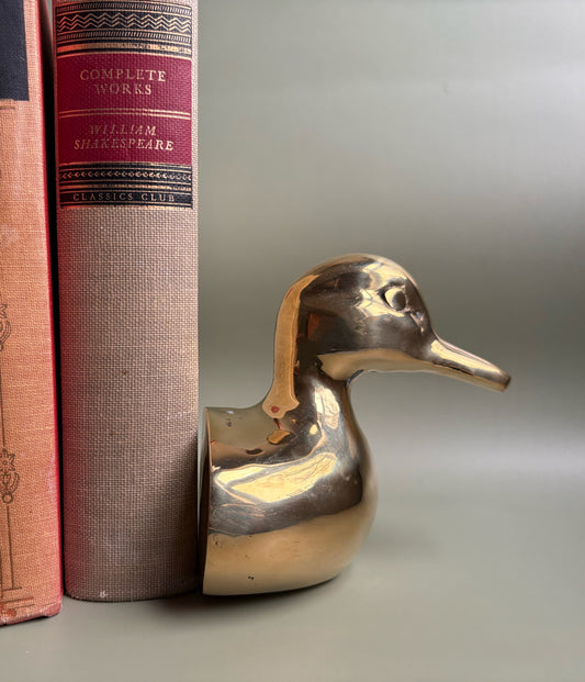 Pair of Vintage Brass Duck Bookends