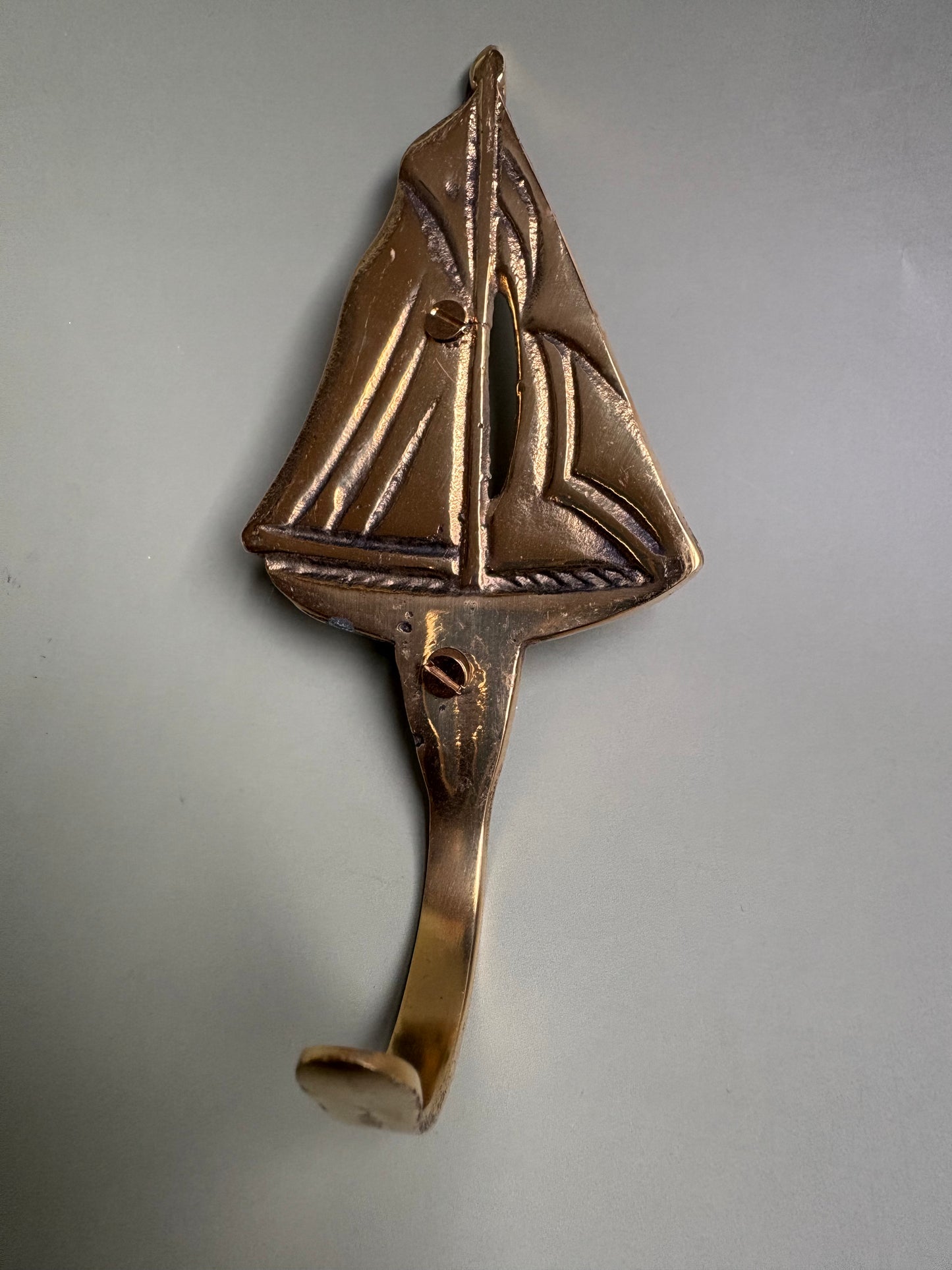 Vintage Brass Sailboat  Hook