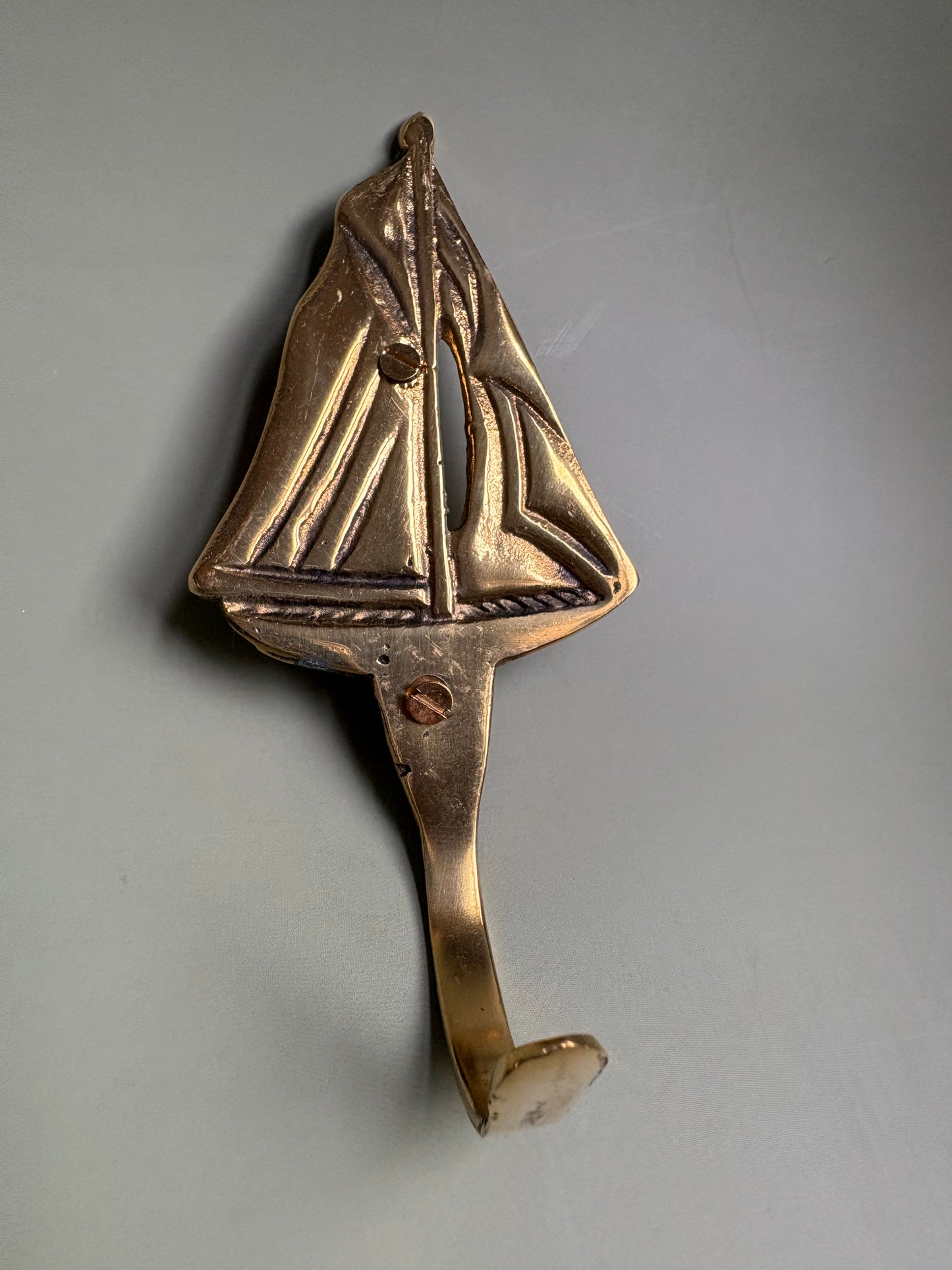 Vintage Brass Sailboat  Hook
