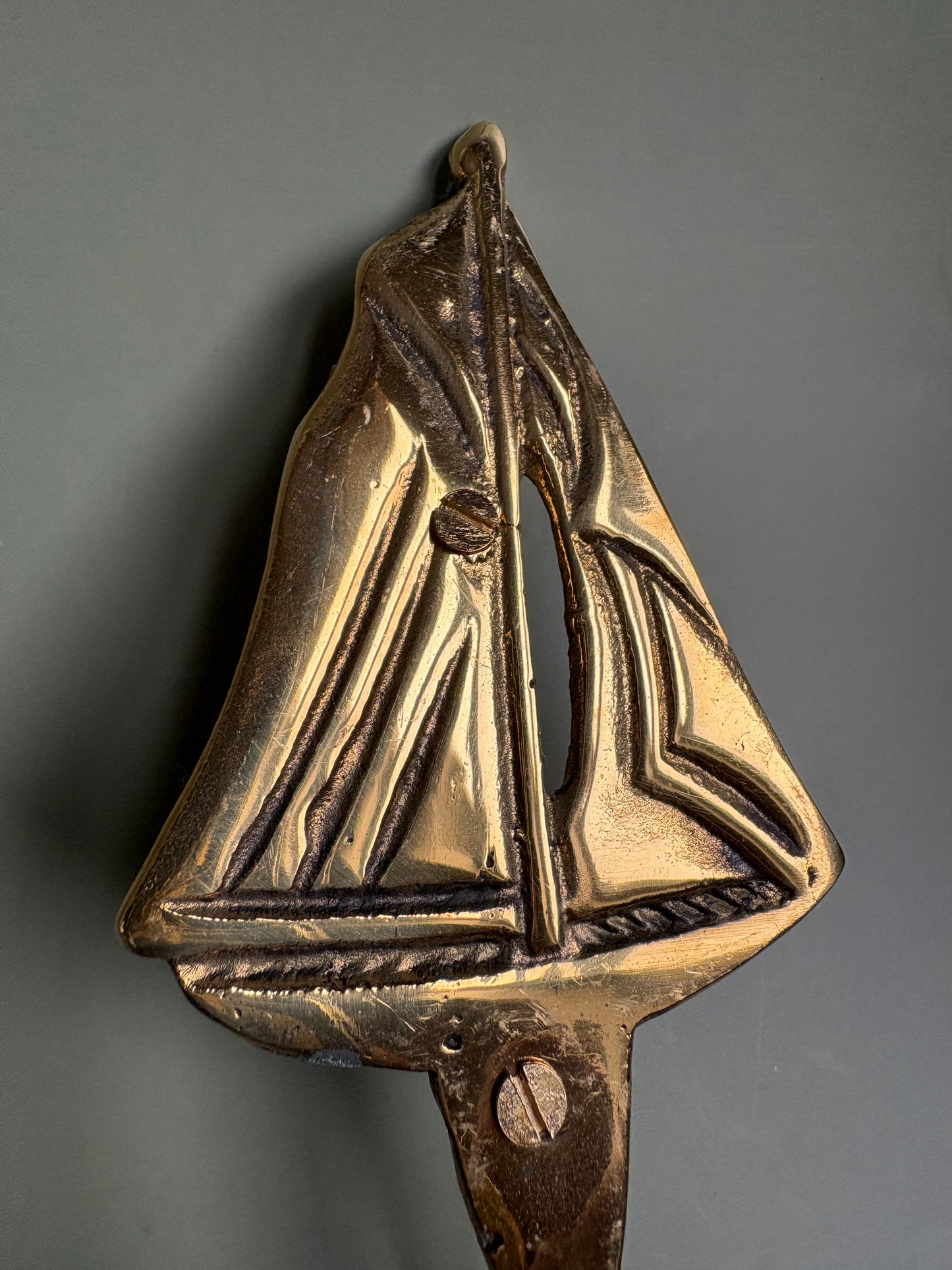 Vintage Brass Sailboat  Hook