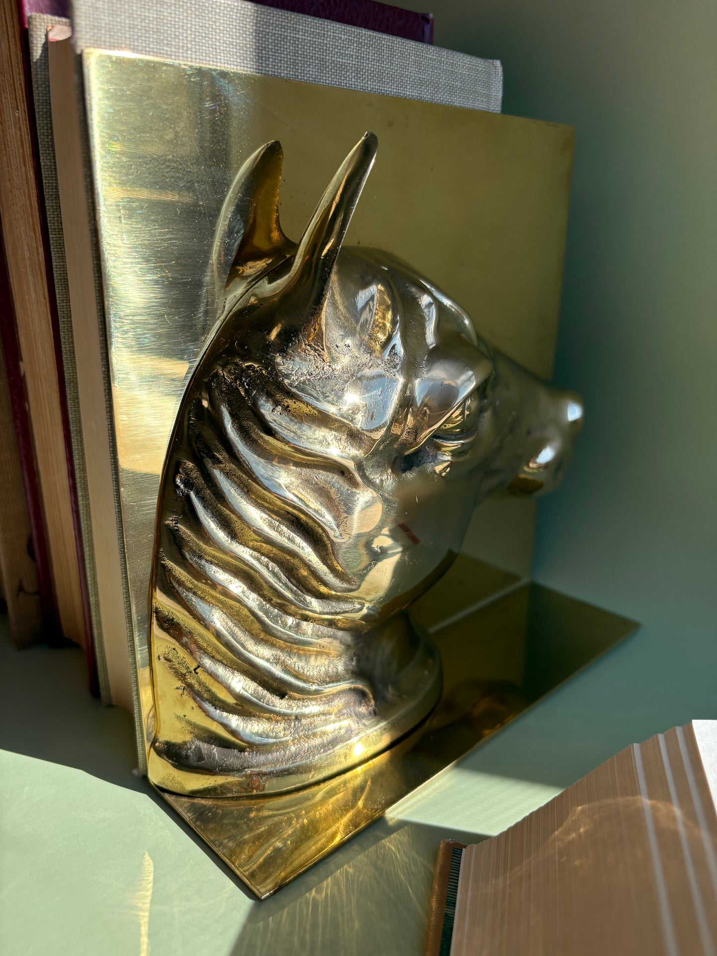 Pair of Vintage Brass Horse Head Bookends