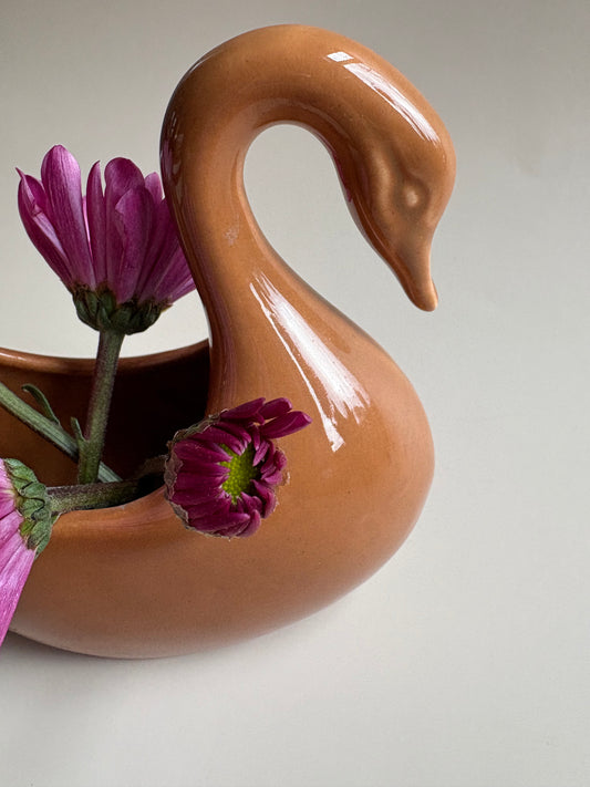 Vintage Swan Ceramic Planter