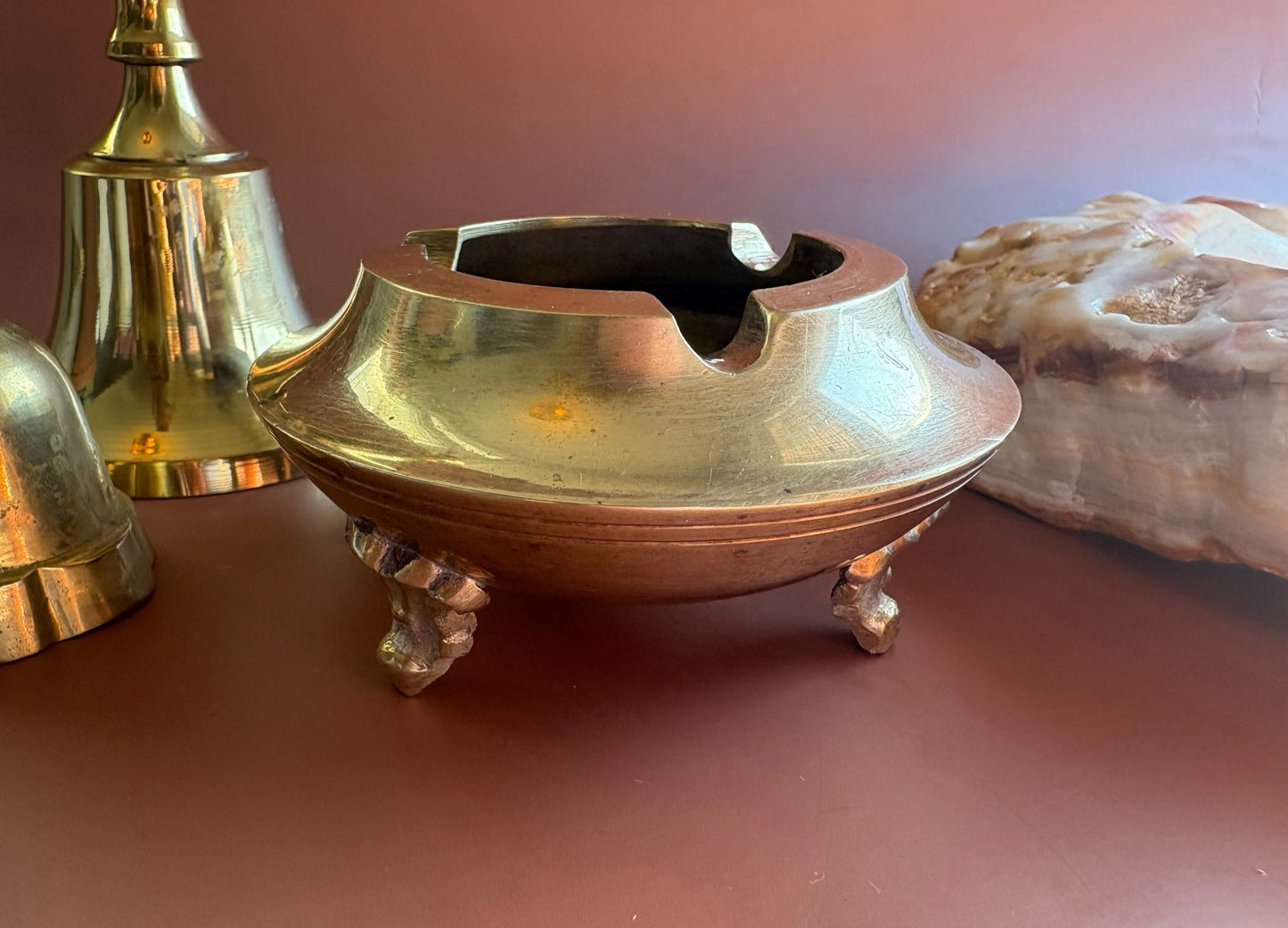Vintage Footed Brass Ashtray
