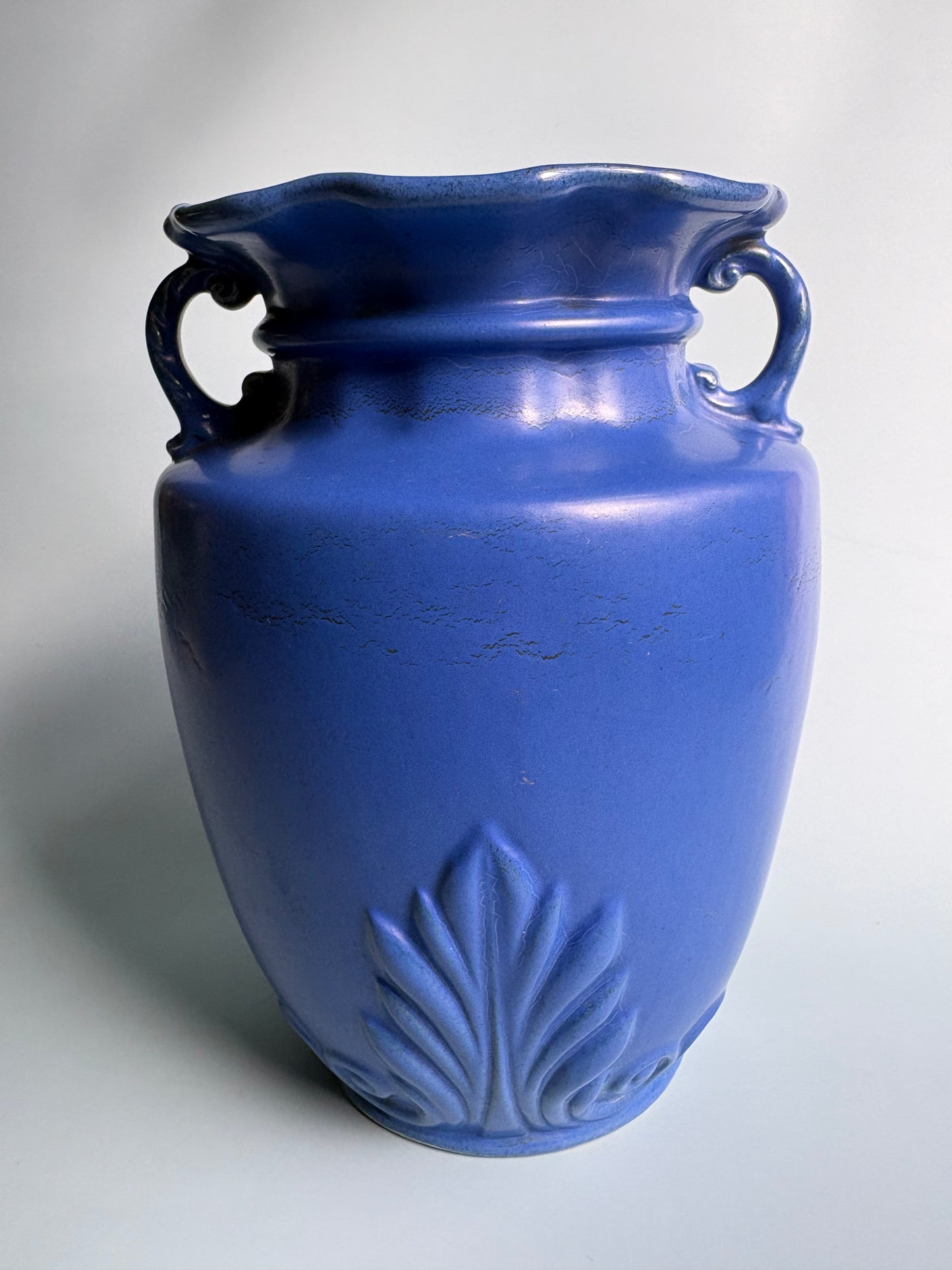 Vintage Blue Ceramic Urn Vase