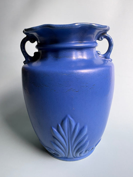 Vintage Blue Ceramic Urn Vase