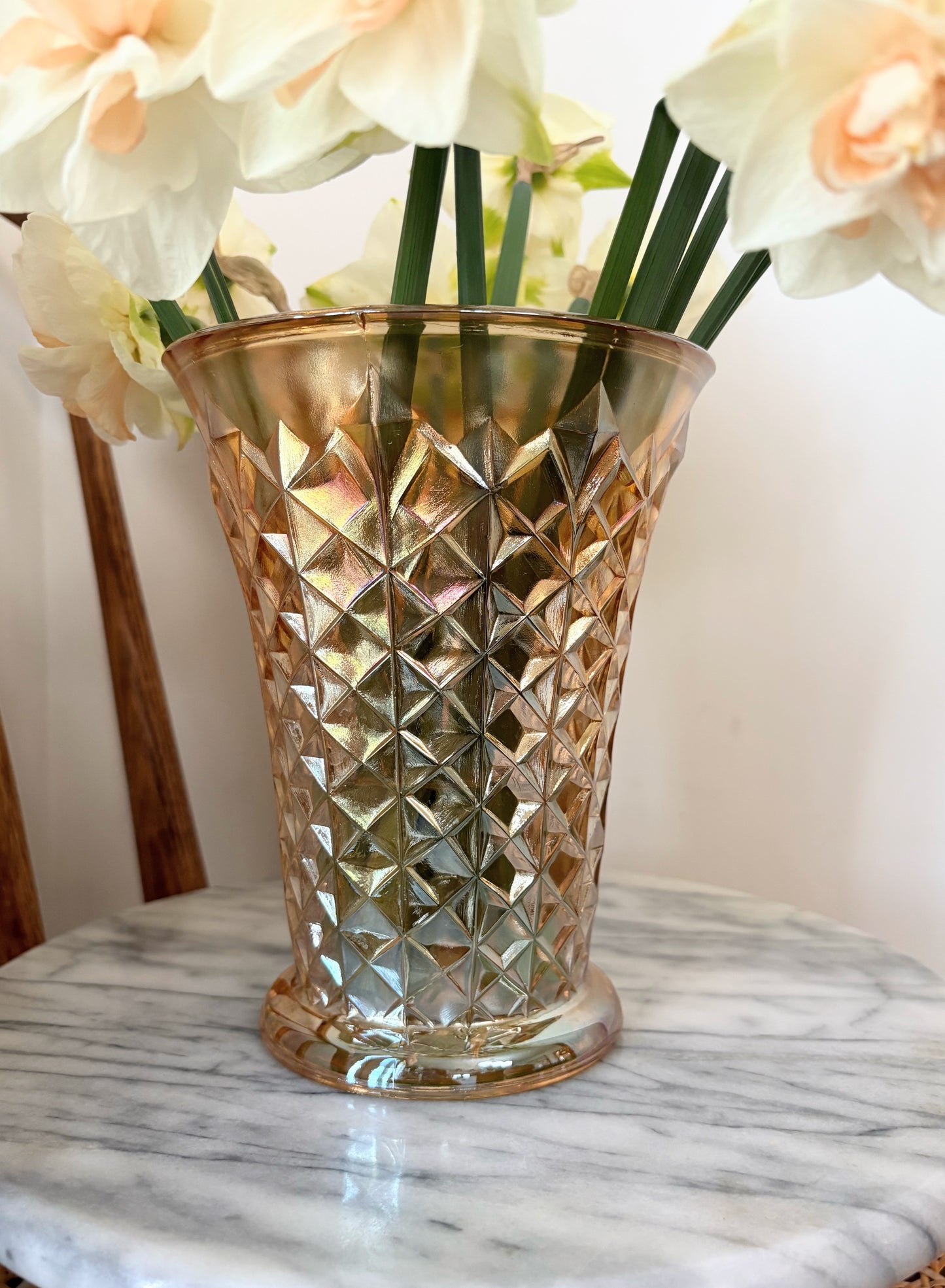 Vintage Marigold Carnival Glass Vase