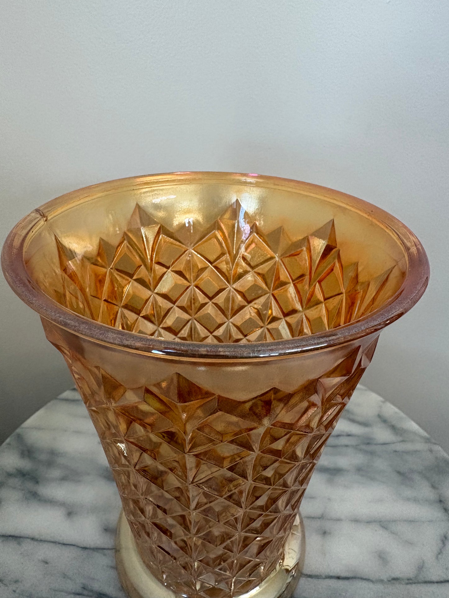 Vintage Marigold Carnival Glass Vase