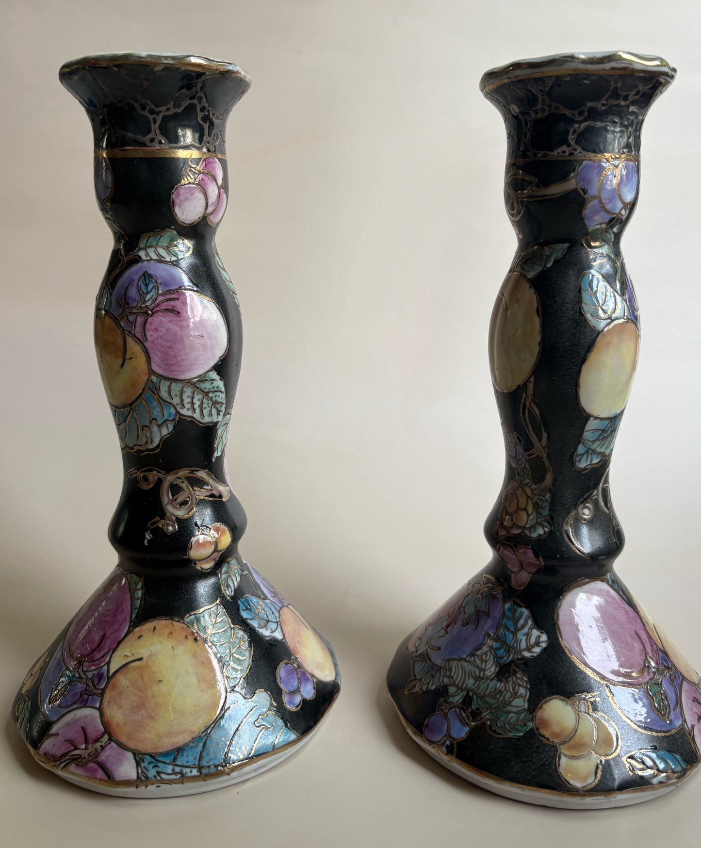 Vintage Pair of Porcelain Candlestick Holders