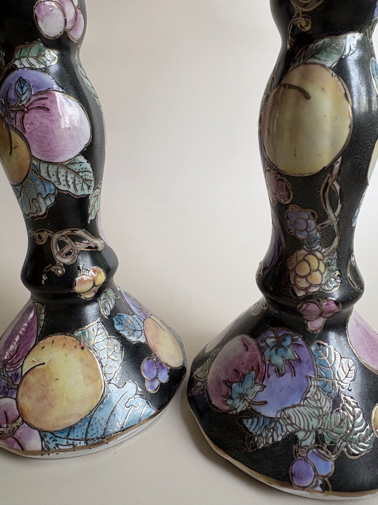 Vintage Pair of Porcelain Candlestick Holders