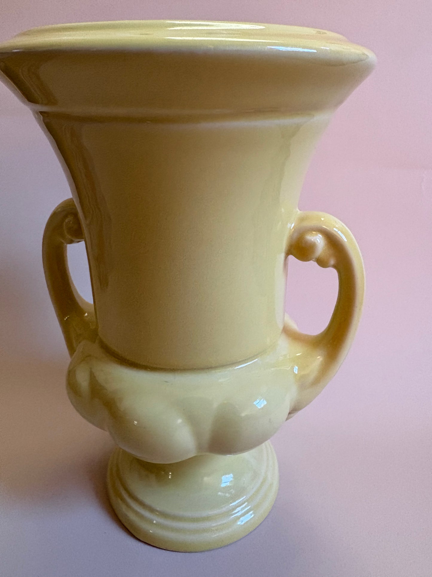 Vintage Yellow Ceramic Urn Vase