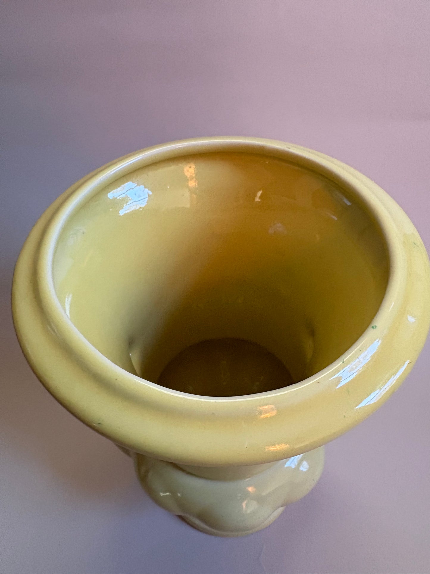 Vintage Yellow Ceramic Urn Vase