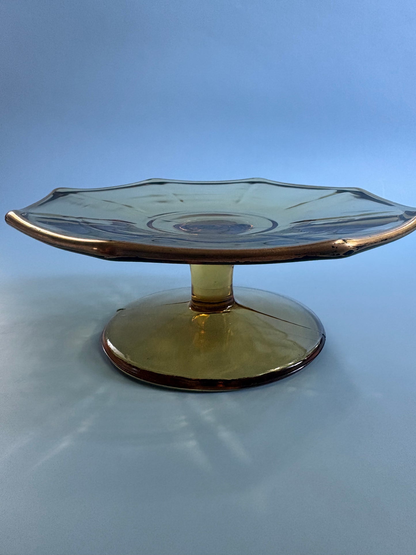 Vintage Amber Glass Pedestal Stand