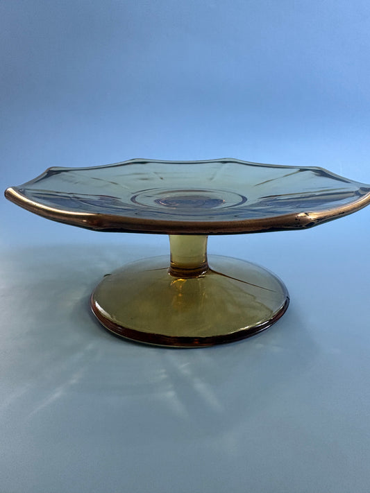 Vintage Amber Glass Pedestal Stand