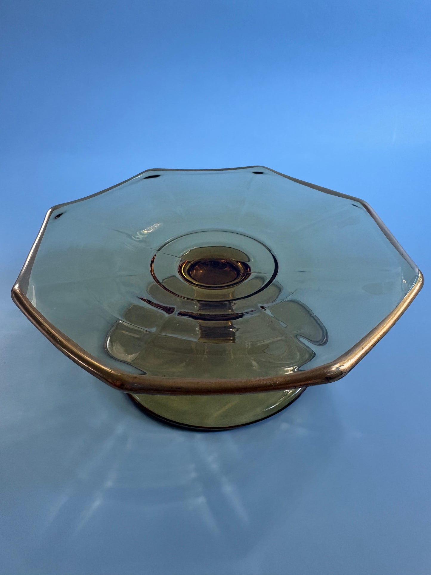 Vintage Amber Glass Pedestal Stand