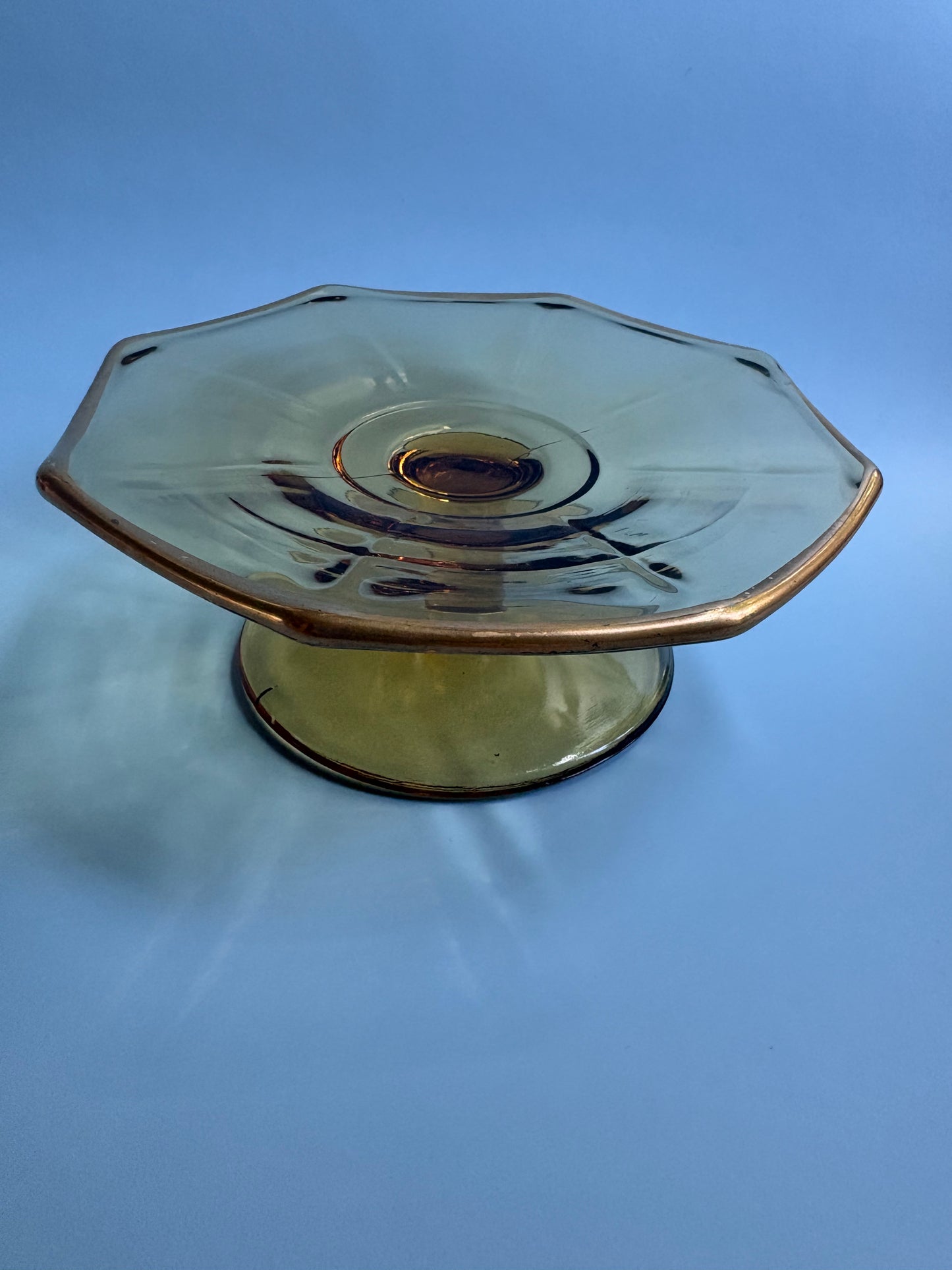 Vintage Amber Glass Pedestal Stand