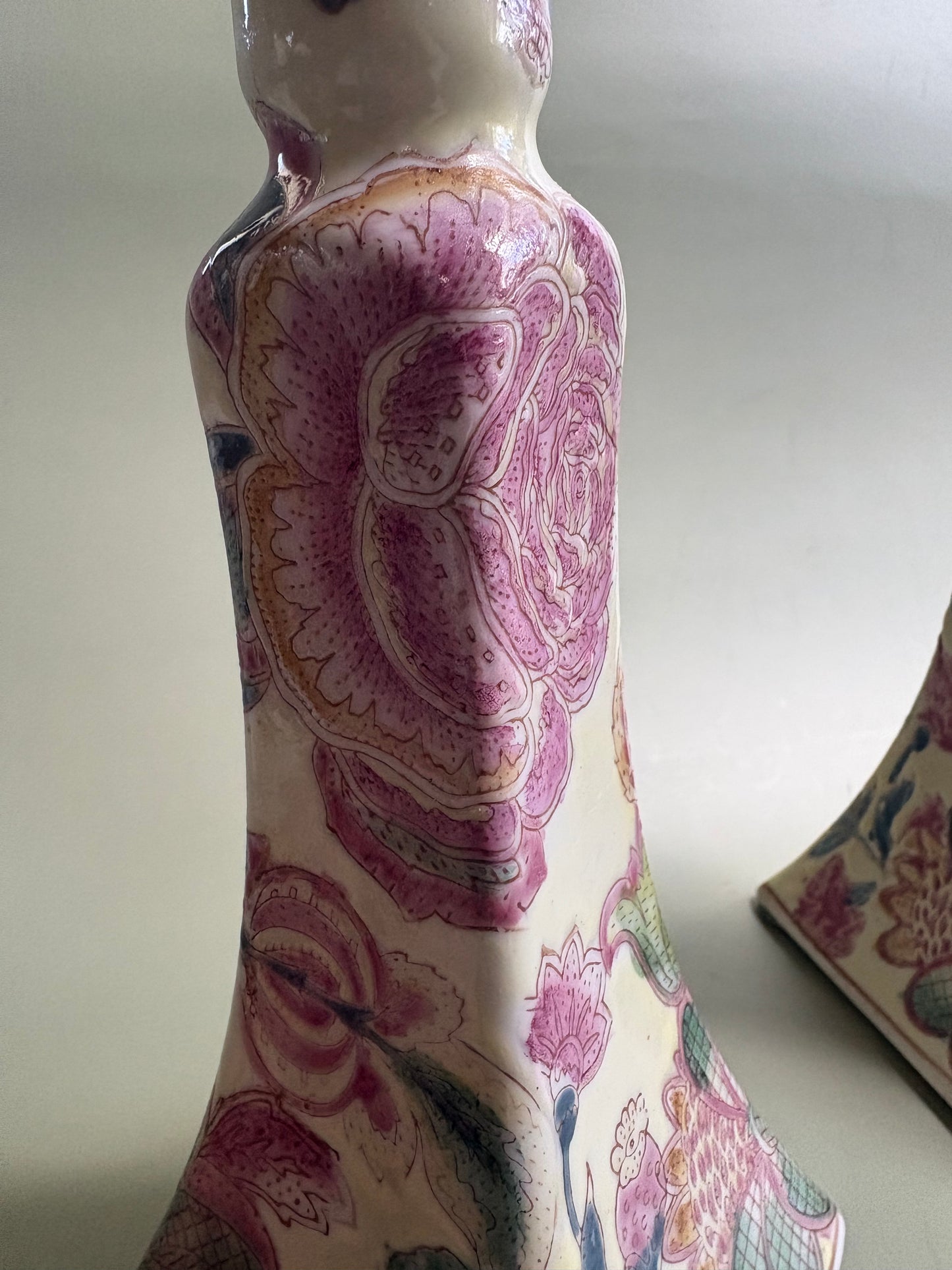 Vintage Pair of Chinoiserie Candlestick Holders