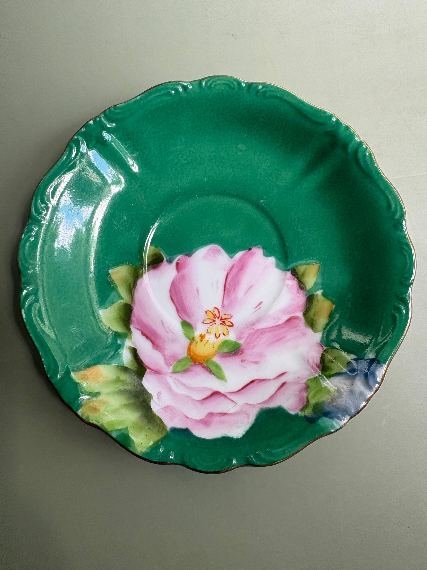 Vintage Porcelain Green Plate