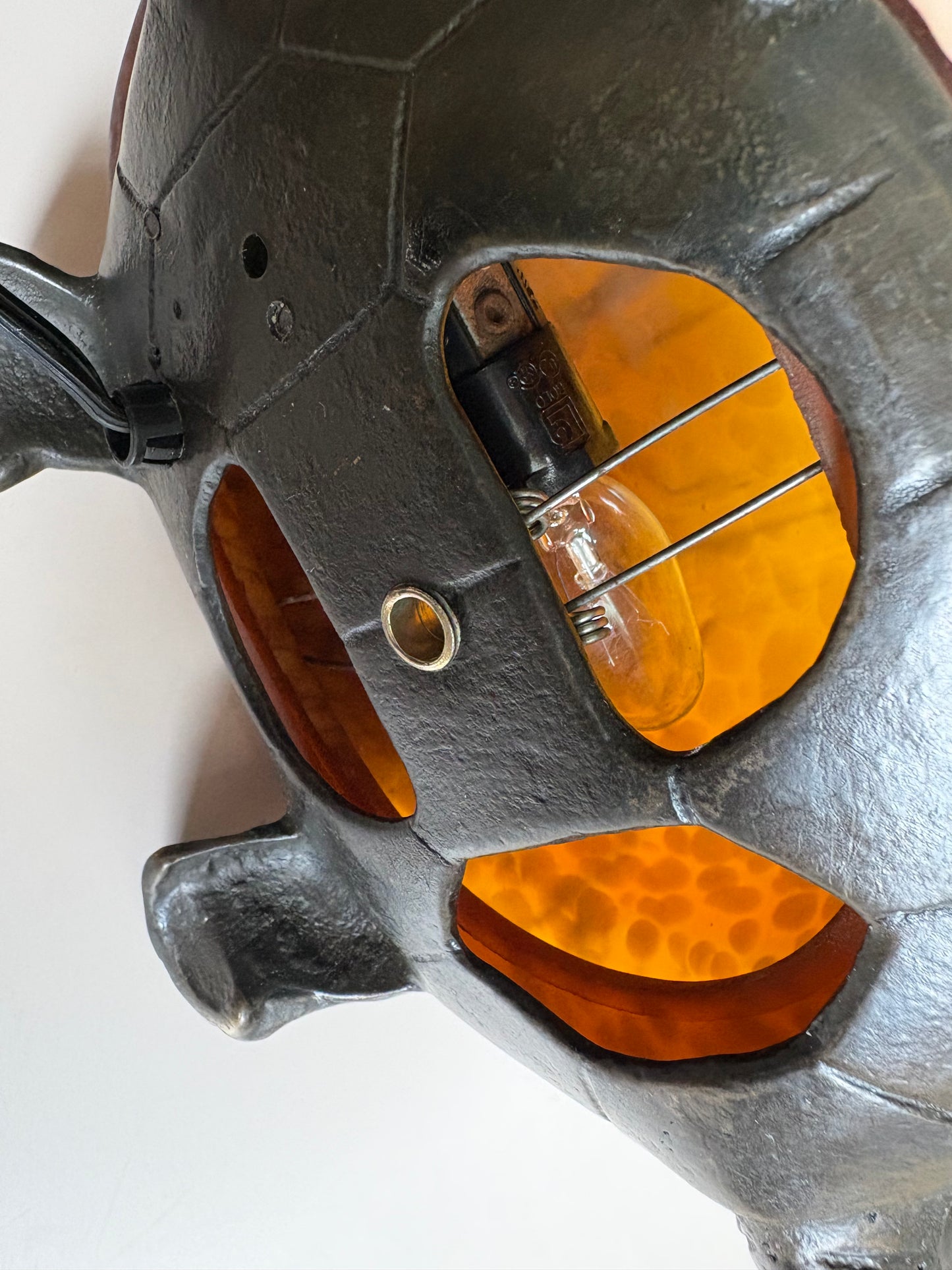 Brass Finish Metal & Glass Turtle Lamp