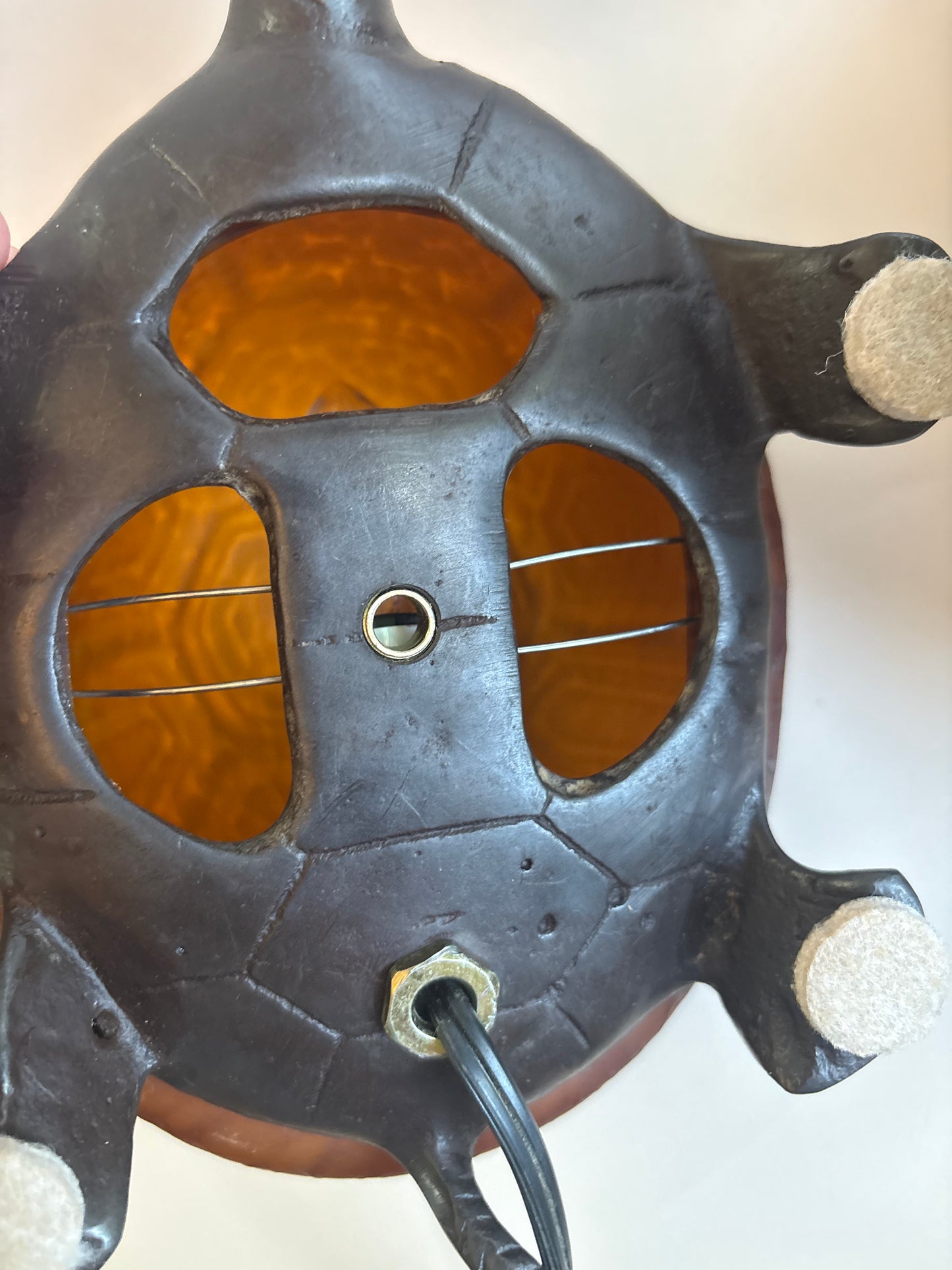 Metal and Glass Turtle Lamp