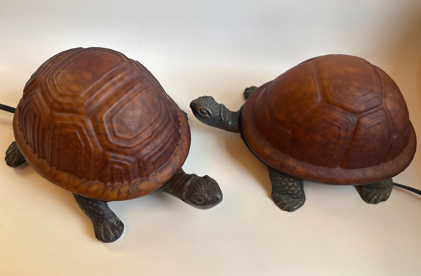 Metal and Glass Turtle Lamp