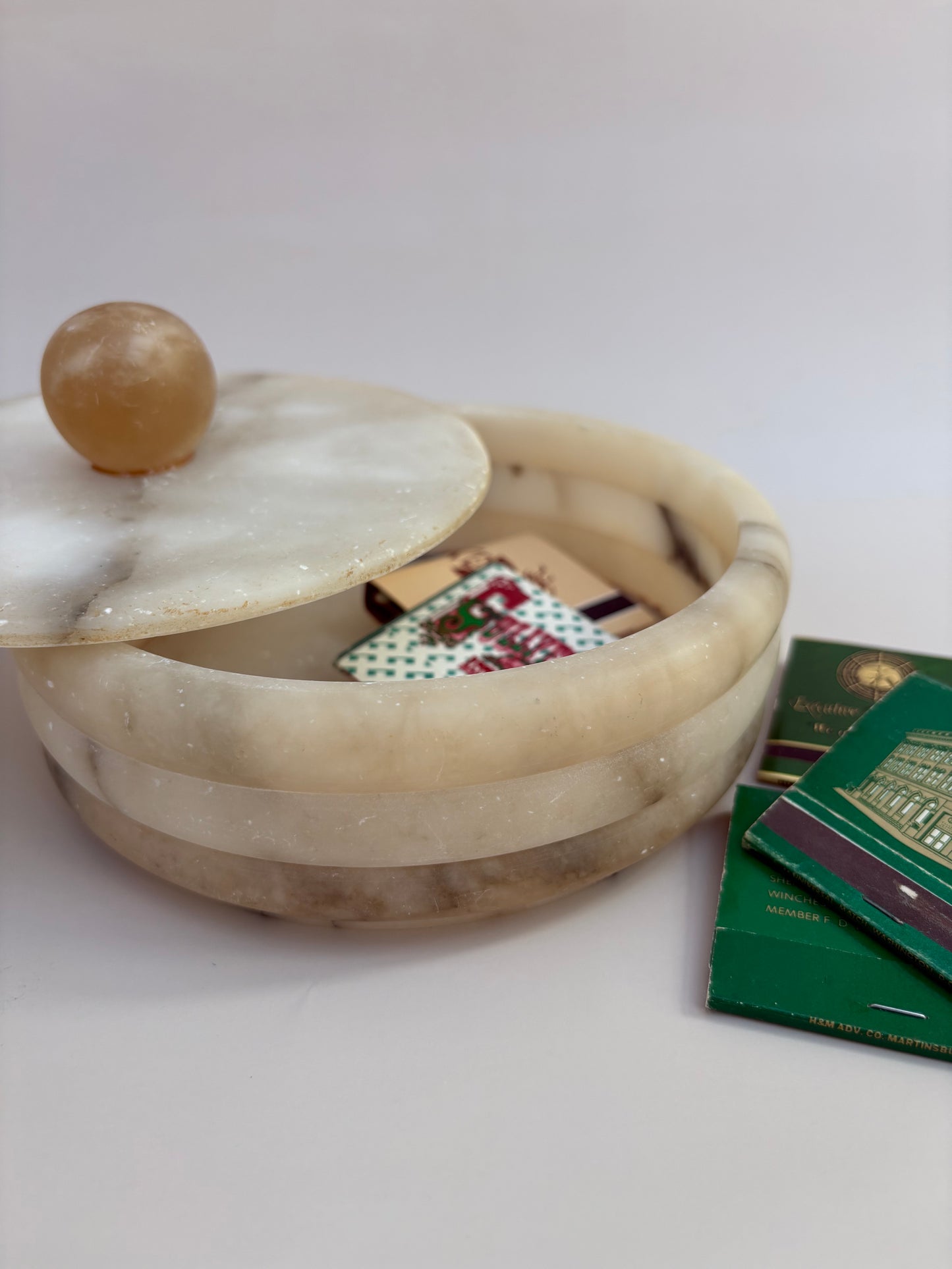 Vintage Alabaster Lidded Dish