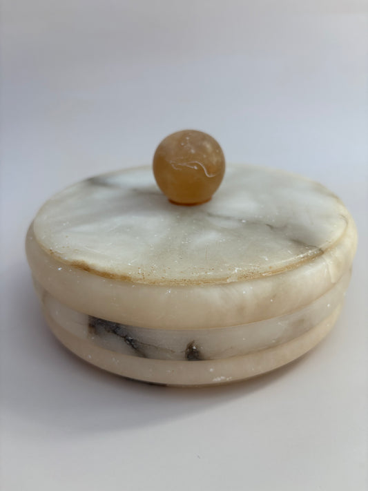 Vintage Alabaster Lidded Dish