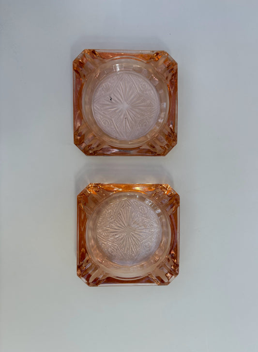Pair of Pink Glass Dishes