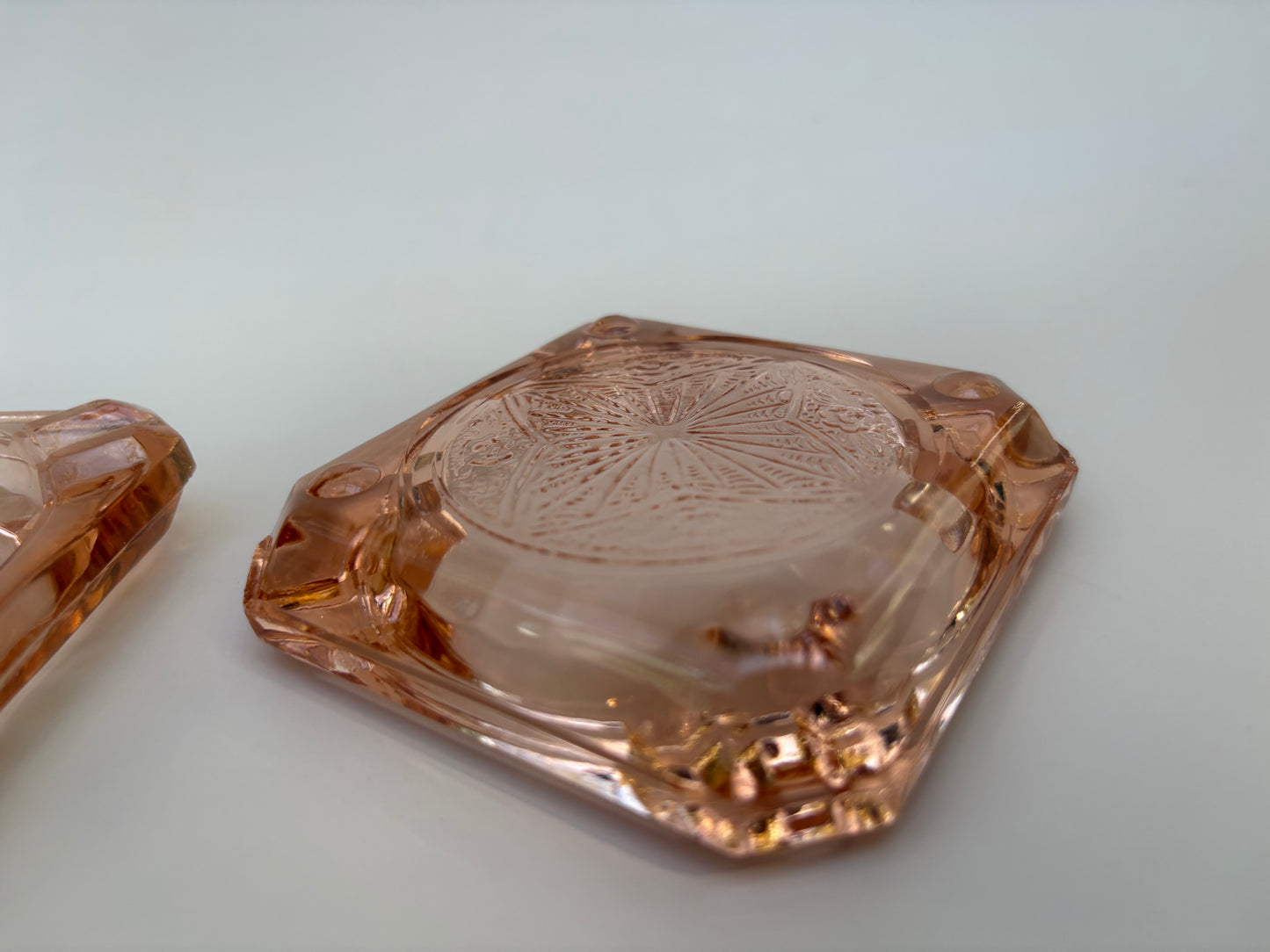 Pair of Pink Glass Dishes