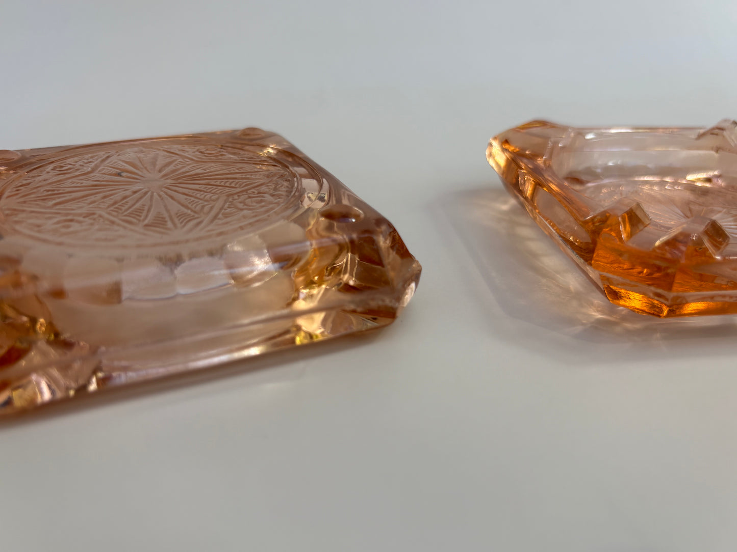 Pair of Pink Glass Dishes