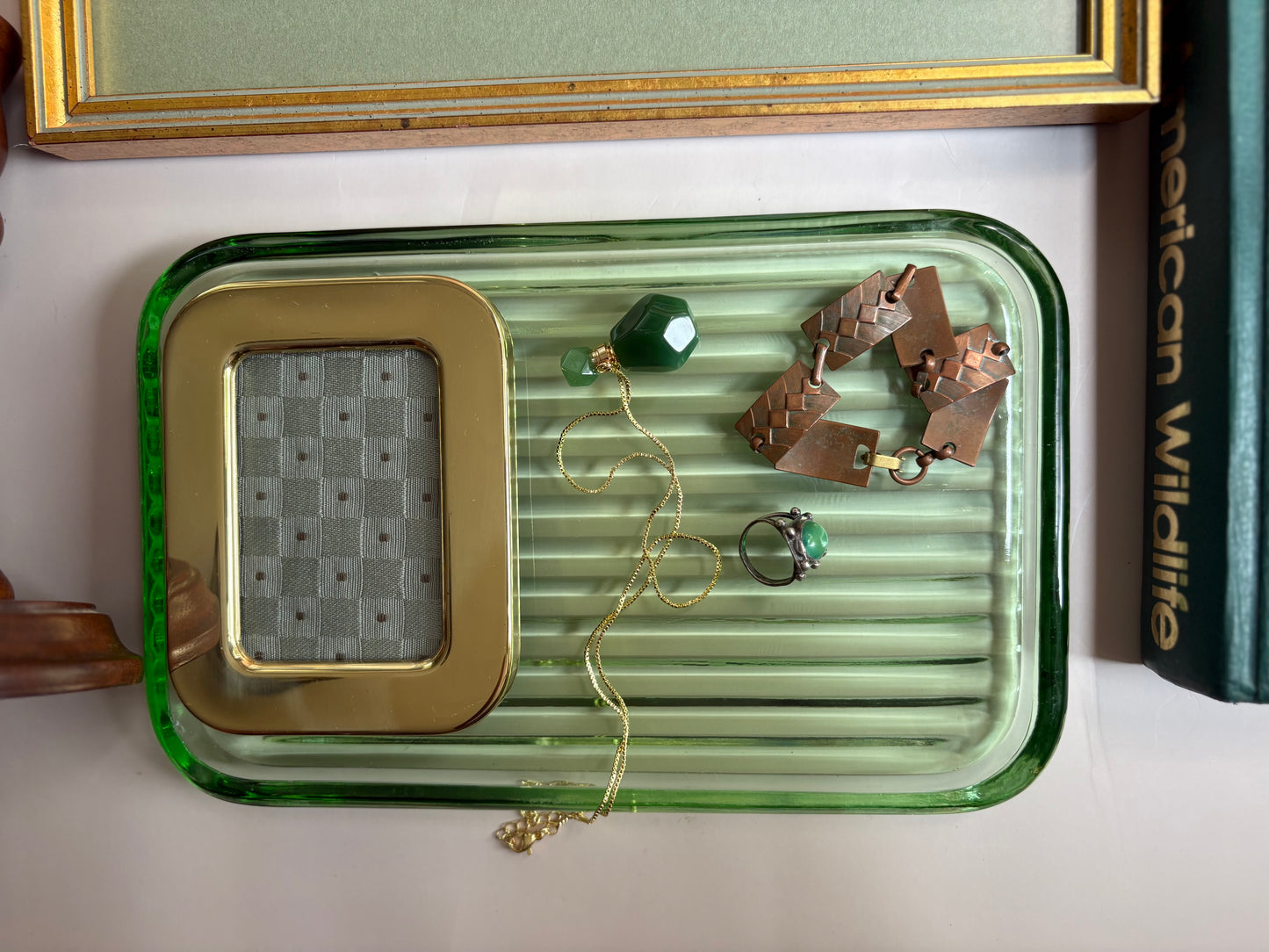 Vintage Green Glass Dish