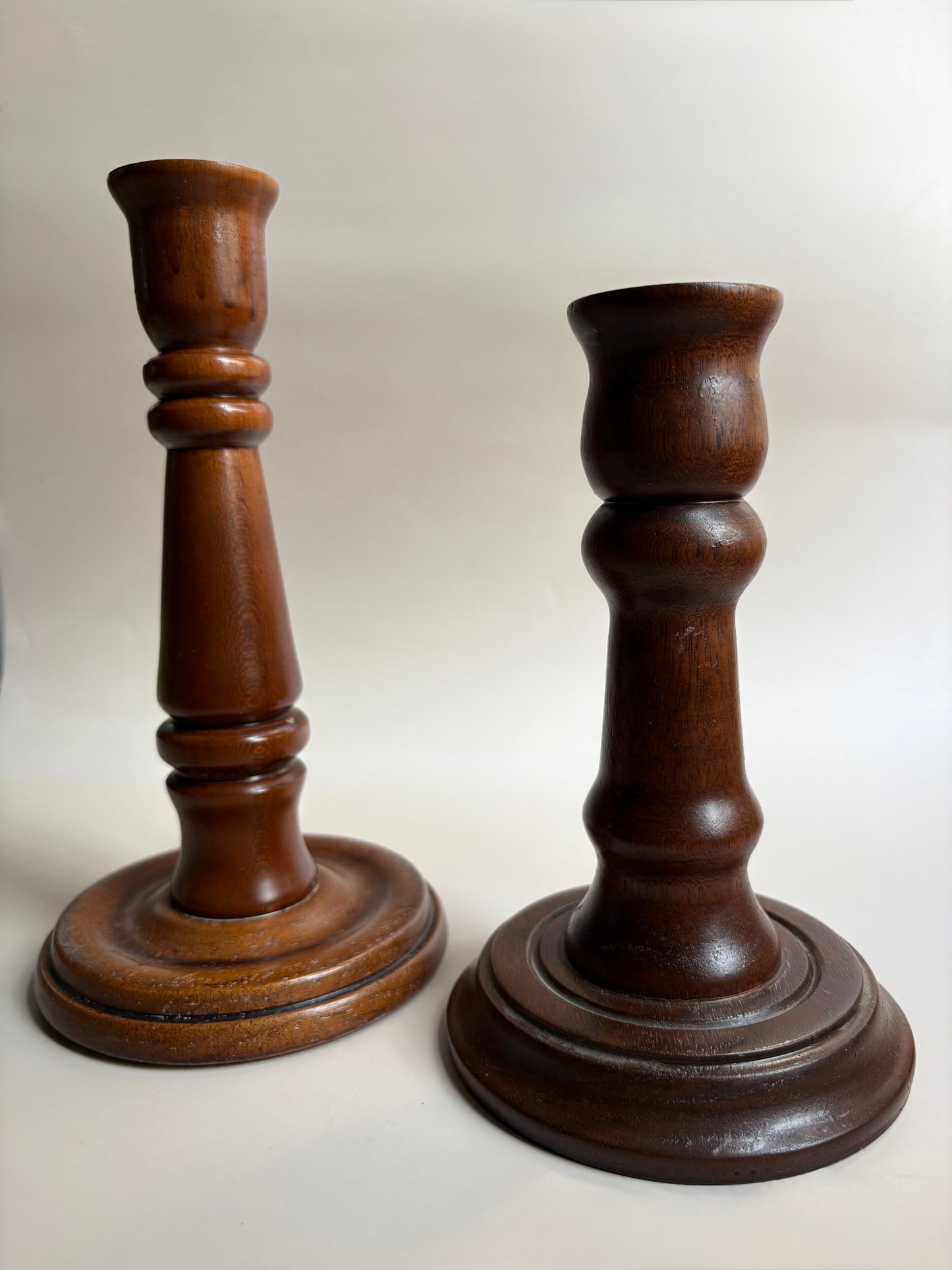 Vintage Pair of Wood Candleholders