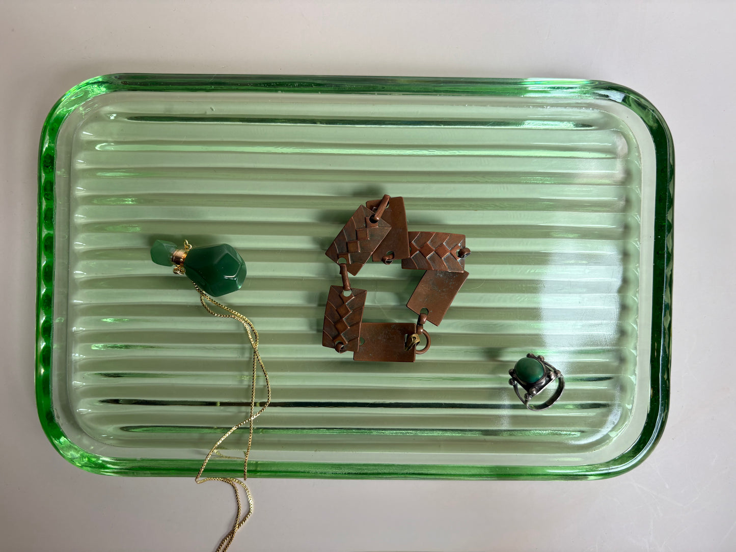 Vintage Green Glass Dish