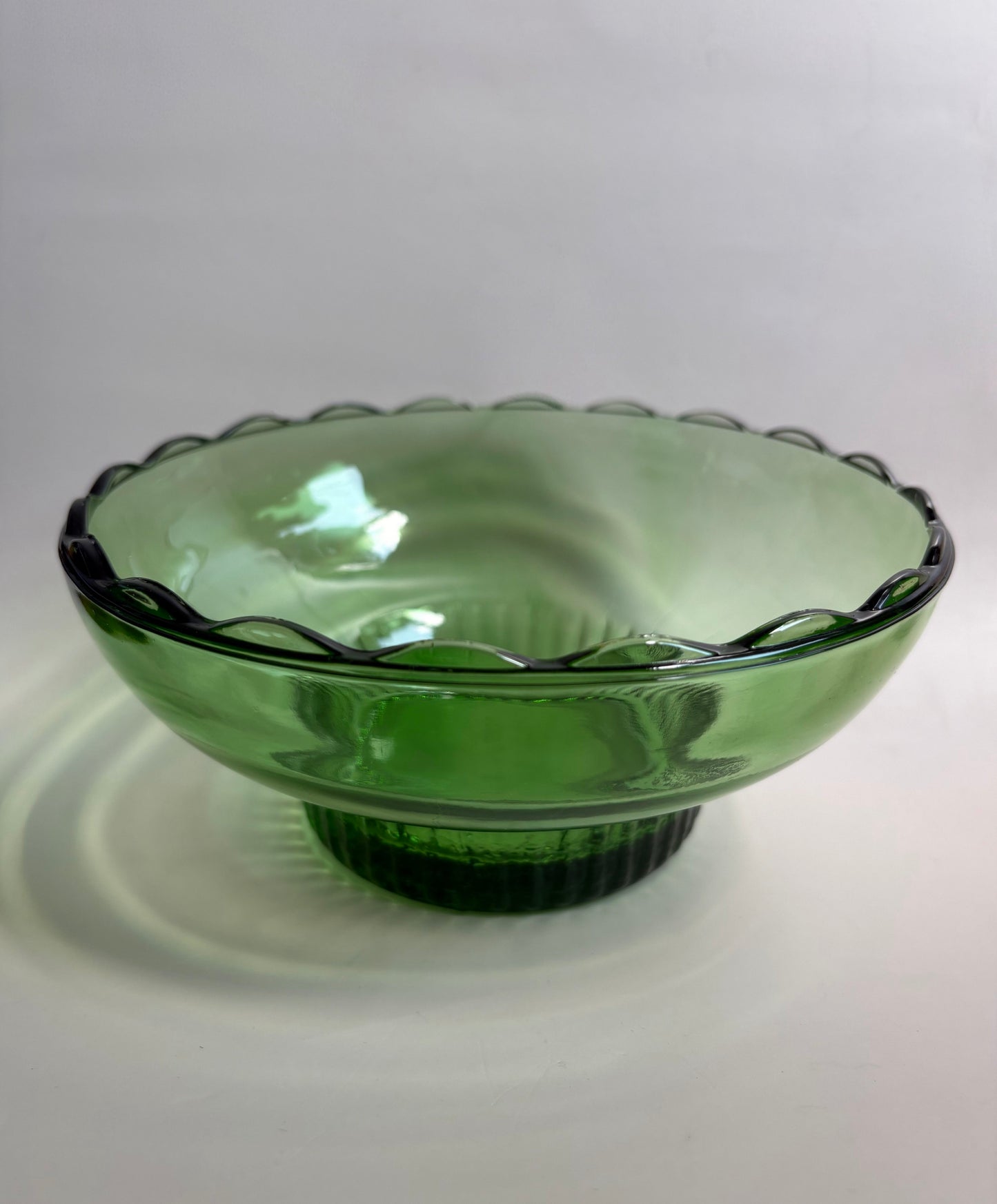Vintage Green Scalloped Bowl