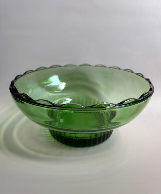 Vintage Green Scalloped Bowl