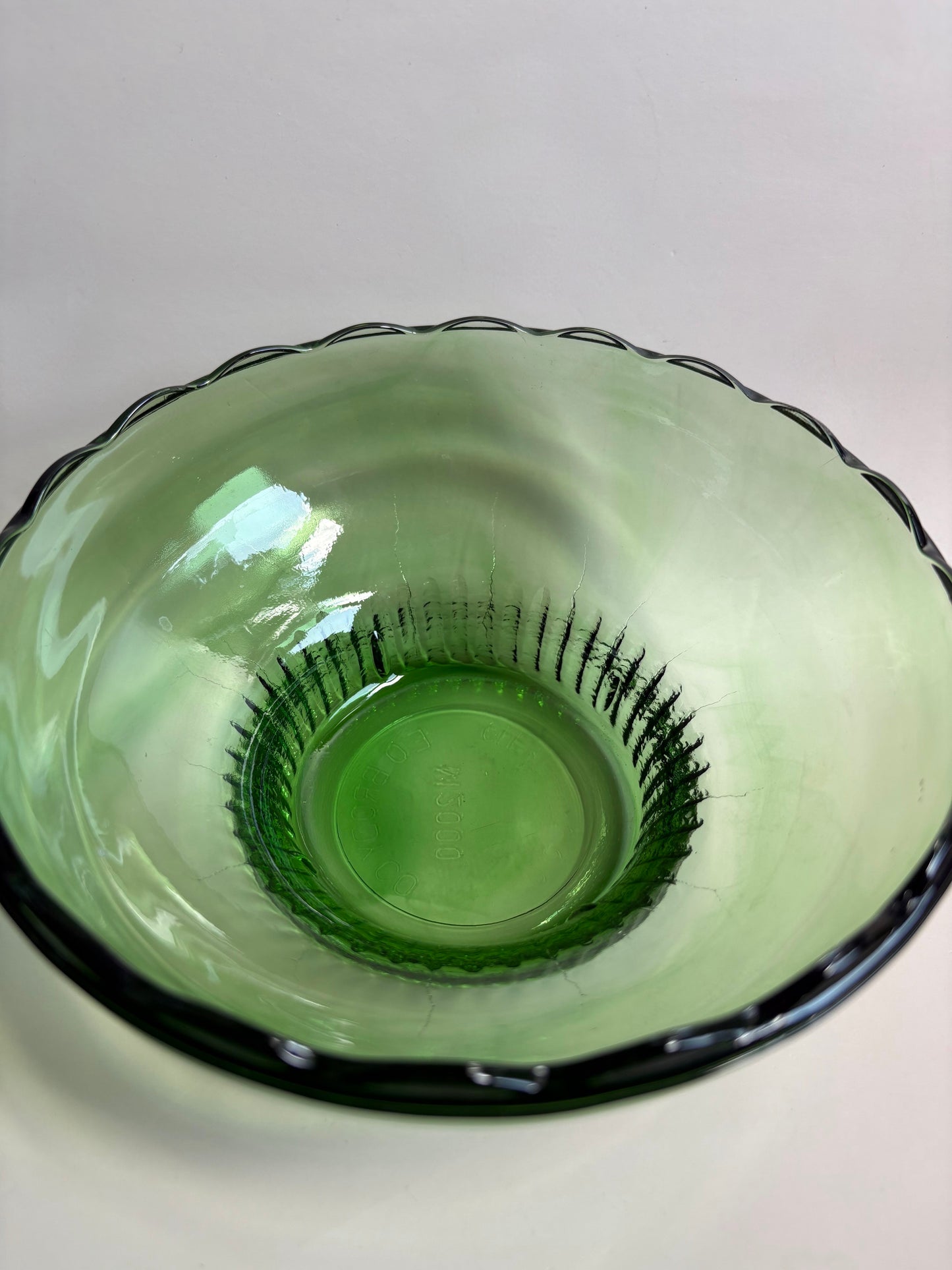 Vintage Green Scalloped Bowl