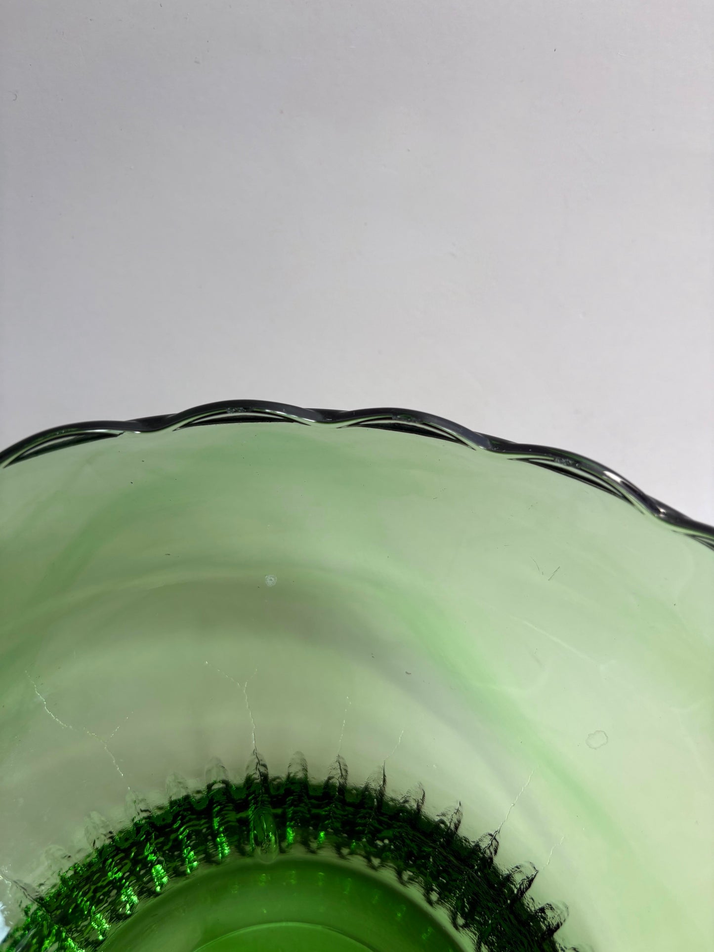 Vintage Green Scalloped Bowl