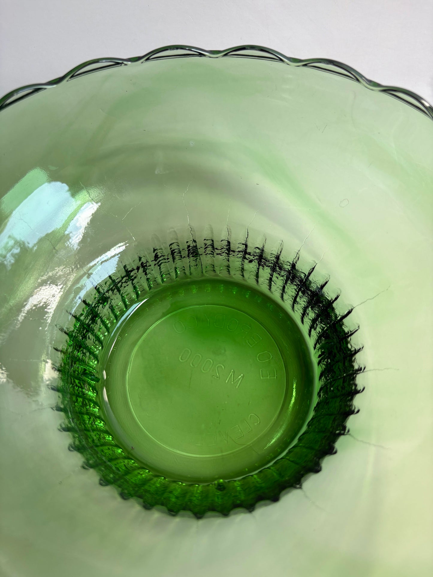 Vintage Green Scalloped Bowl