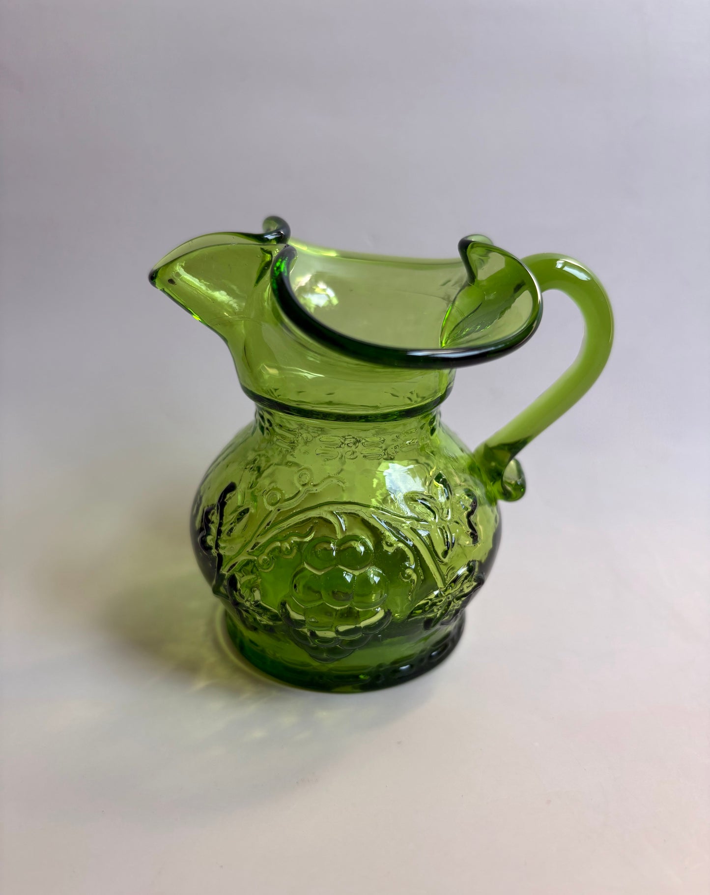 Vintage Green Glass Mini Pitcher