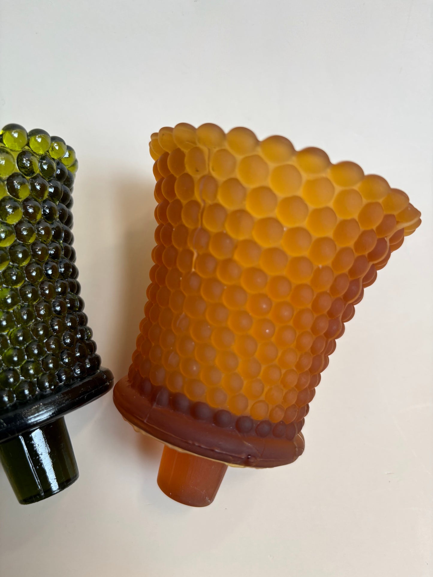 Vintage Hobnail Amber Glass Peg Votive Candleholder