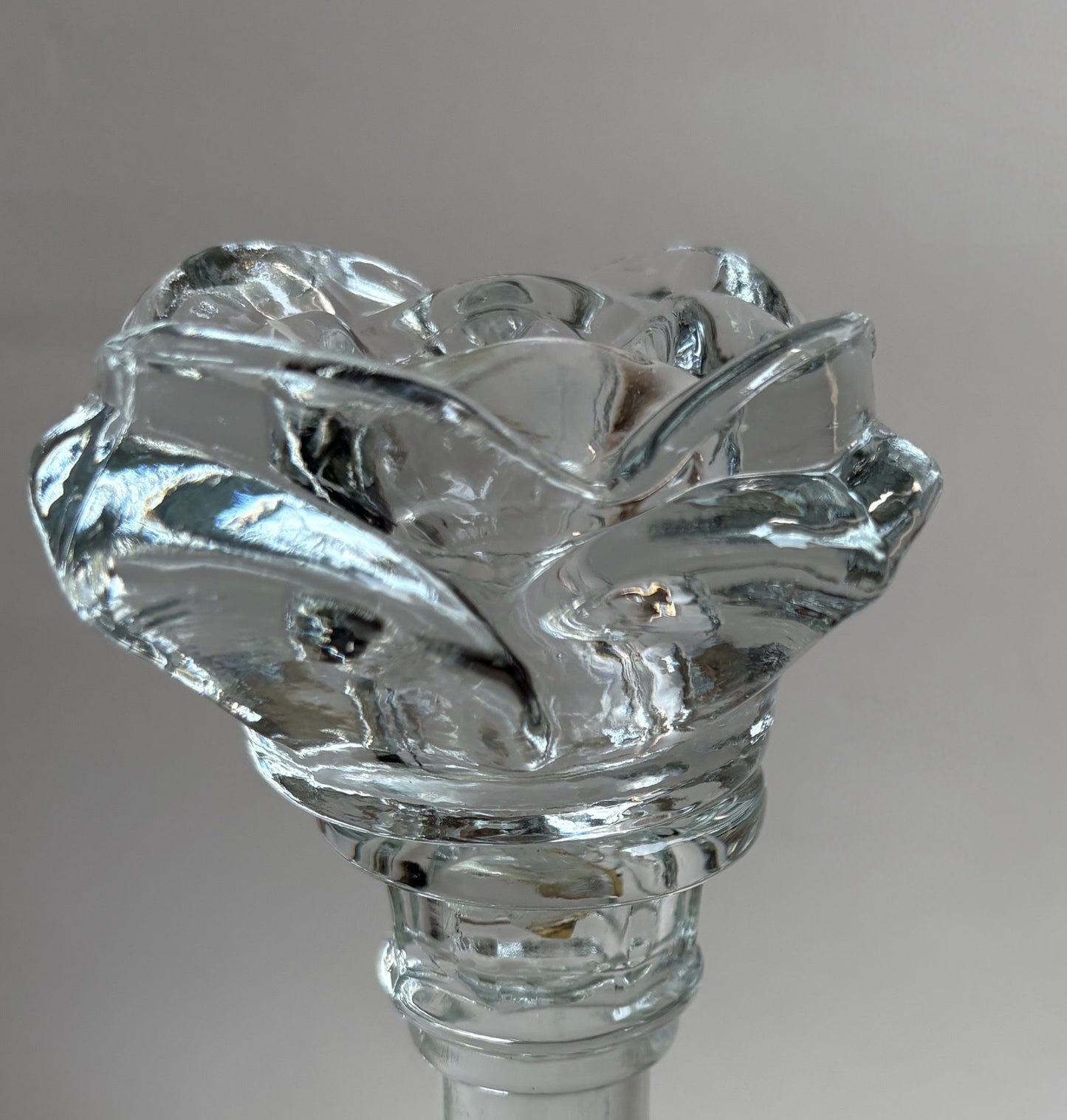 Pair of Vintage Glass Rose Peg Candleholders