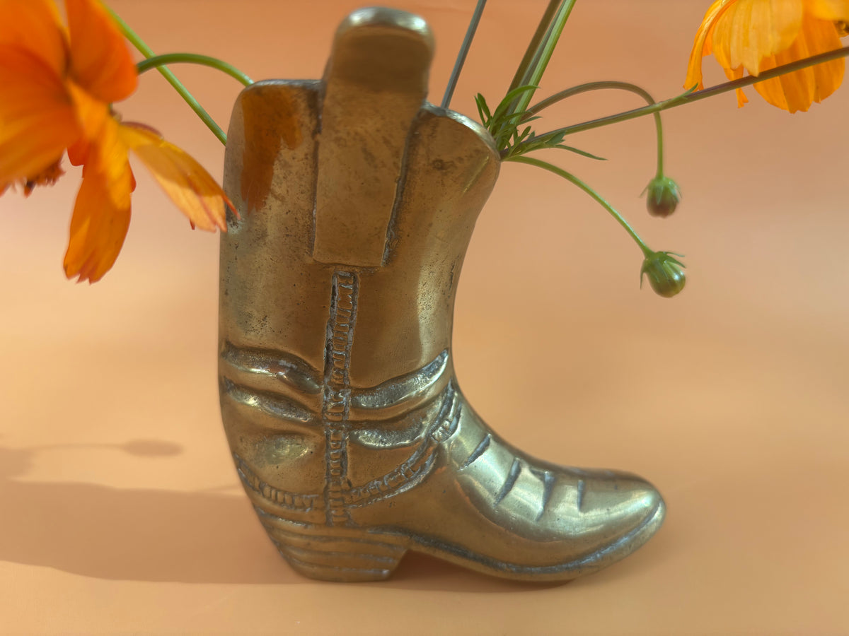 Vintage Brass Cowboy Boot