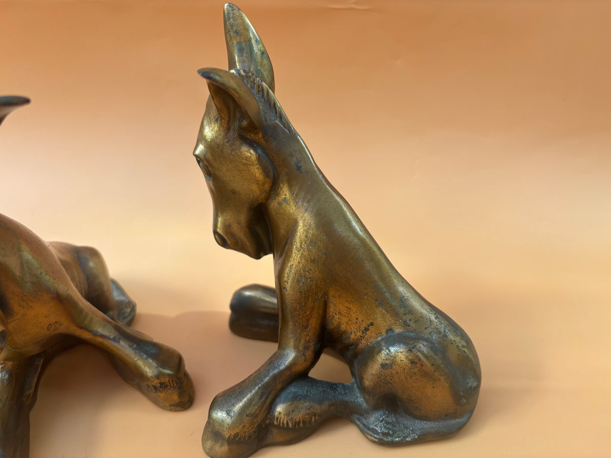 Pair of Vintage Brass Finish Donkey Bookends