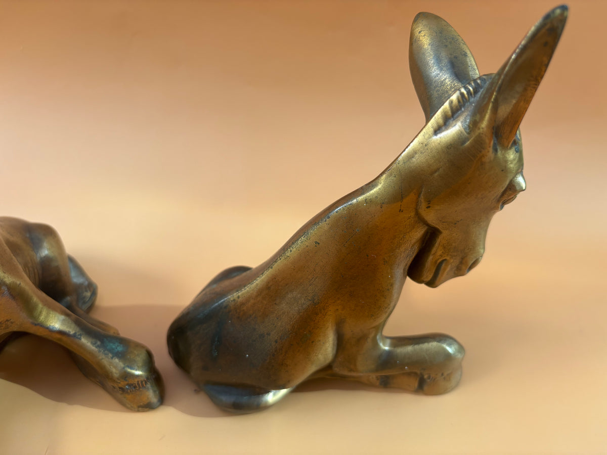 Pair of Vintage Brass Finish Donkey Bookends
