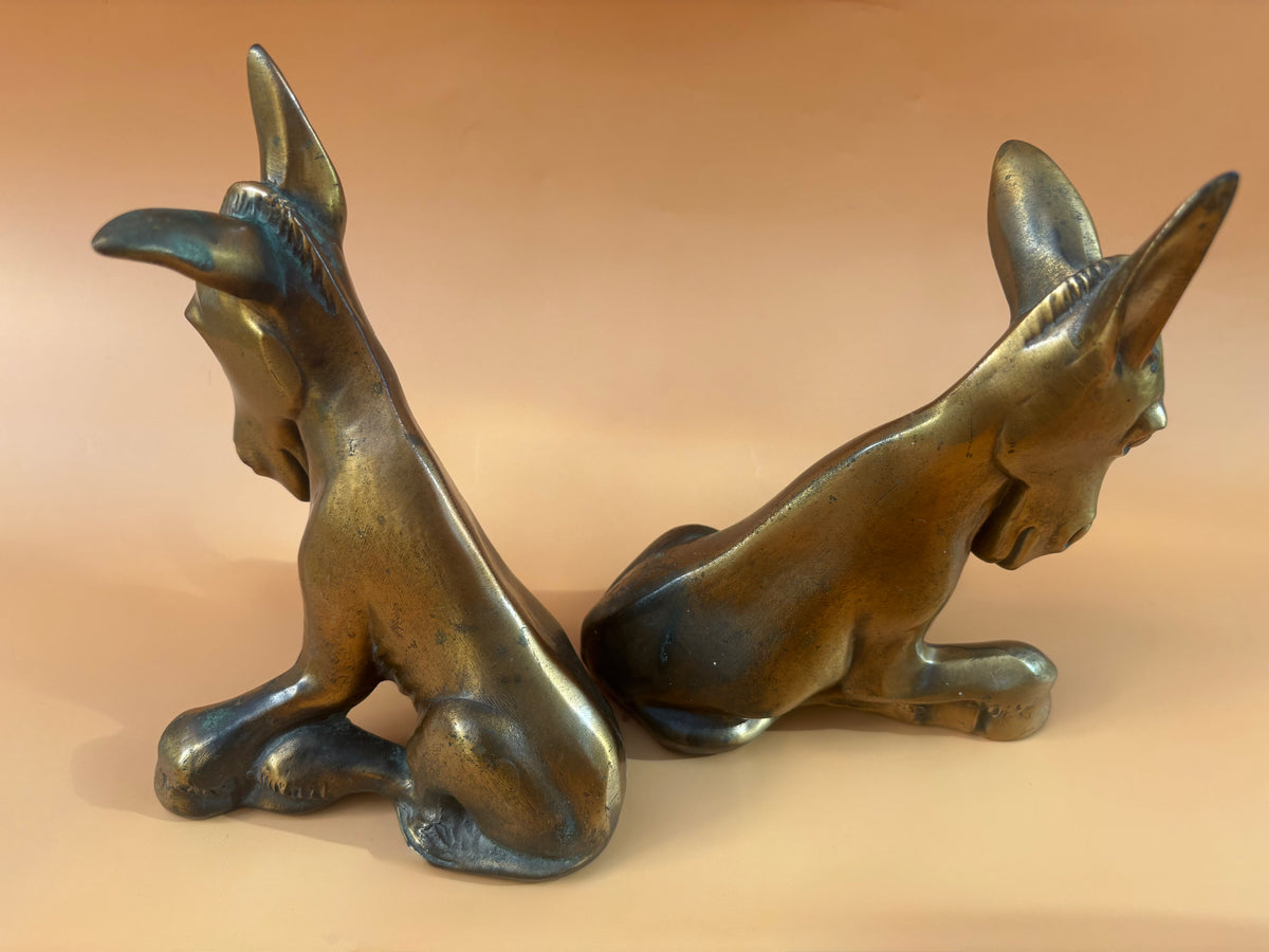 Pair of Vintage Brass Finish Donkey Bookends