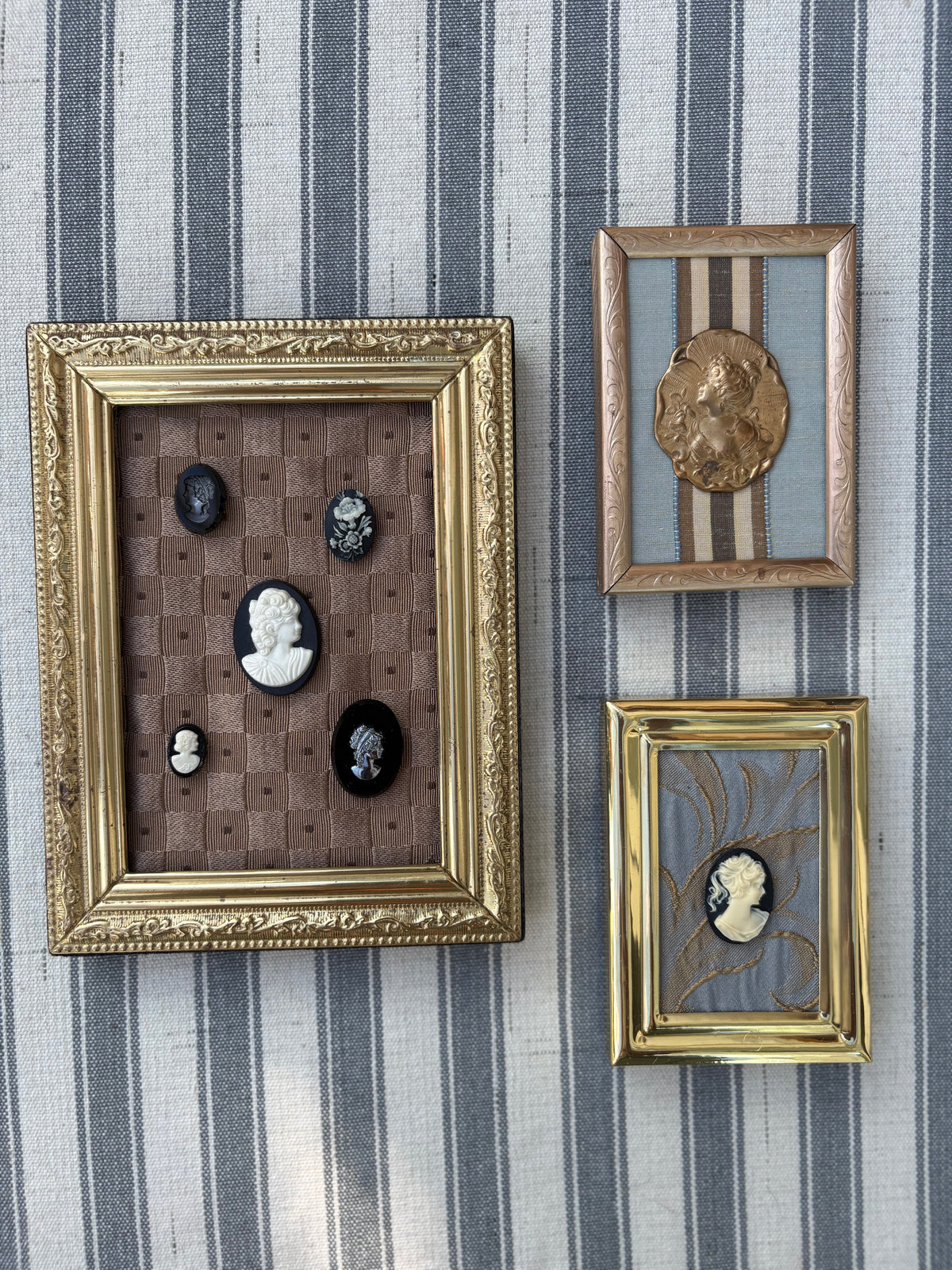 5 Cameos in a Brass Frame
